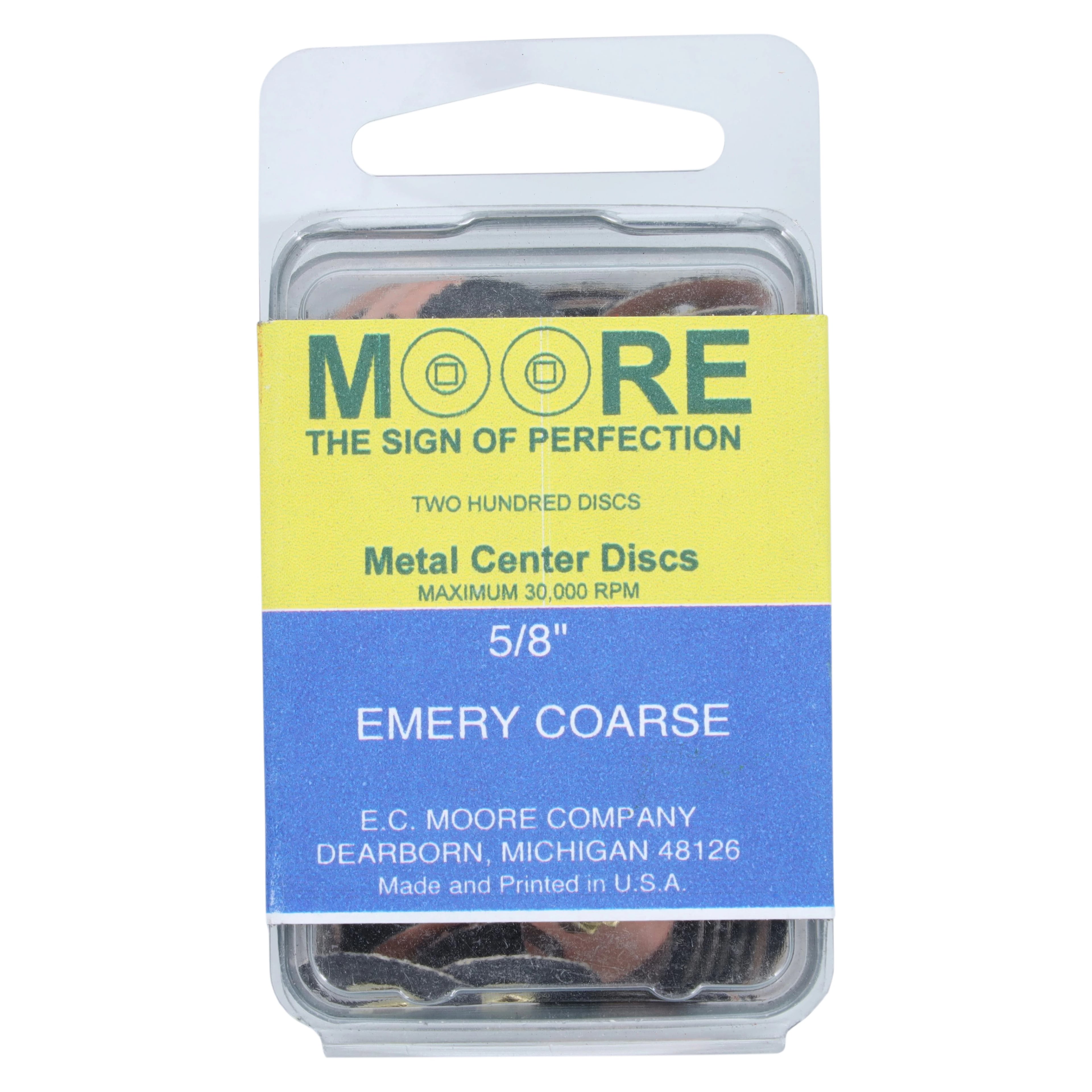 E.C. Moore Paper Discs with Brass Center, 5/8" Emery Coarse, 200/Box, BC-58-ECBB