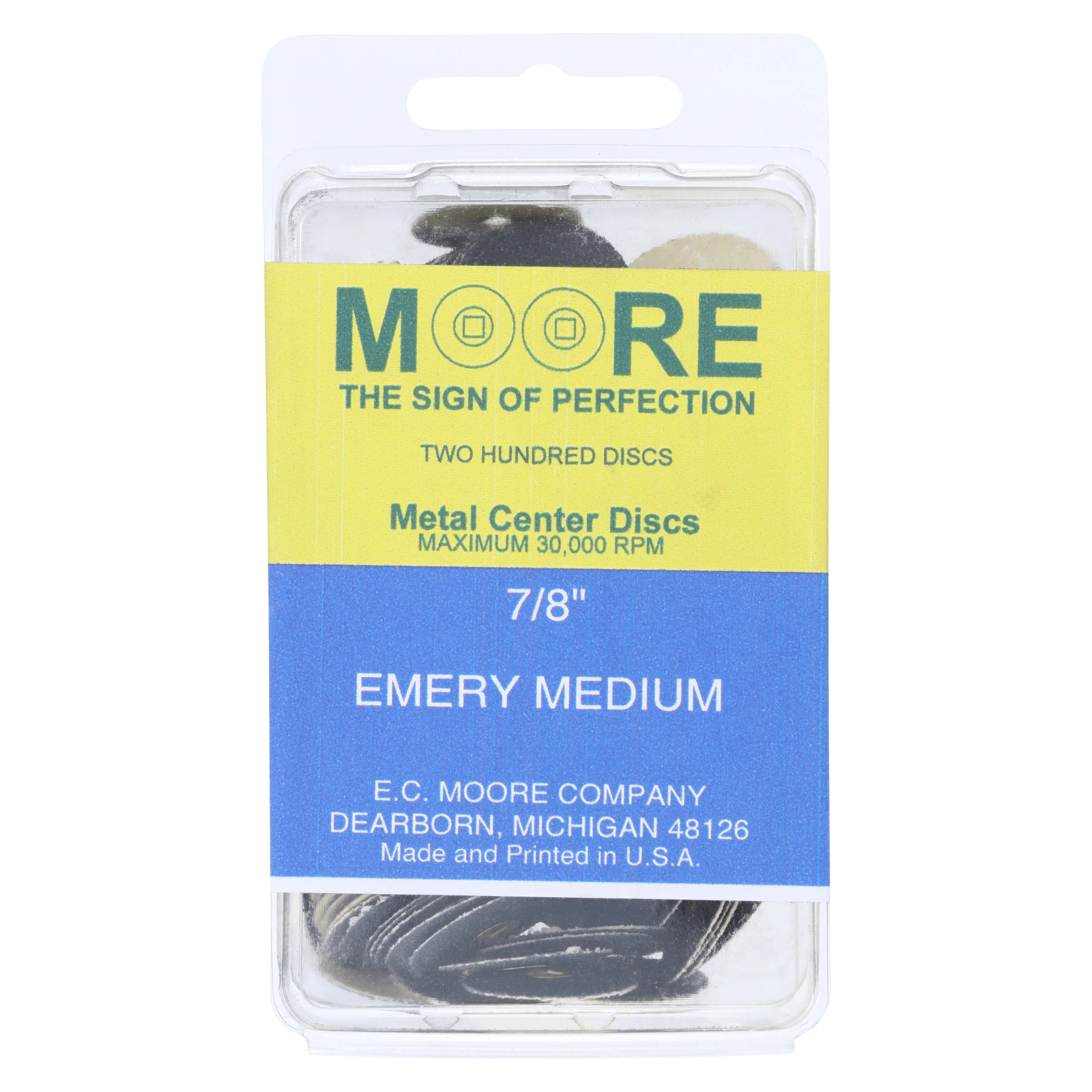 EC Moore Paper Discs with Brass Center, Emery Medium Grit, 7/8" Diameter, 200/Box, BC-78-EMBB