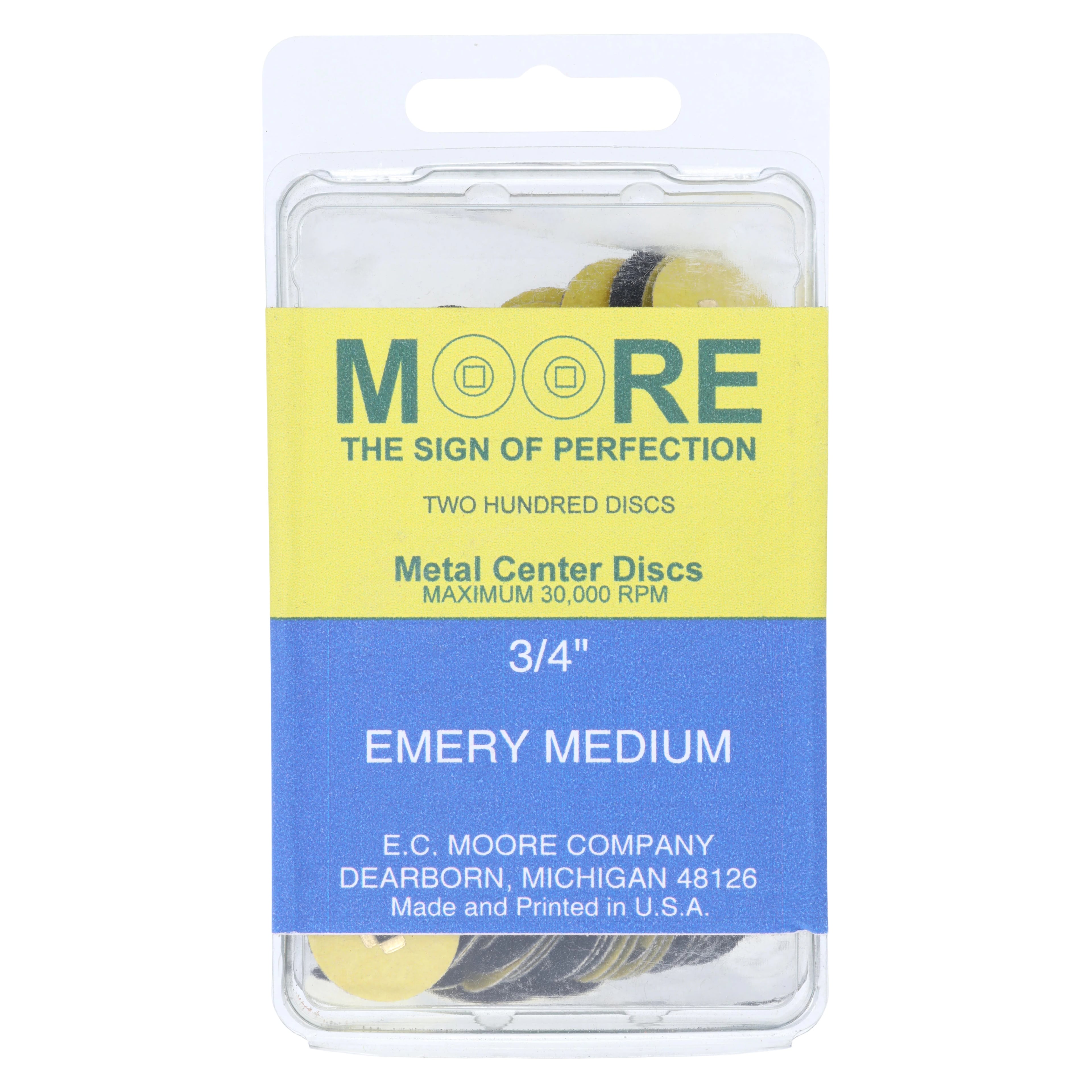 Emery Paper Discs, Brass Center, 3/4", Medium Grit, 200/Box, BC-34-EMBB