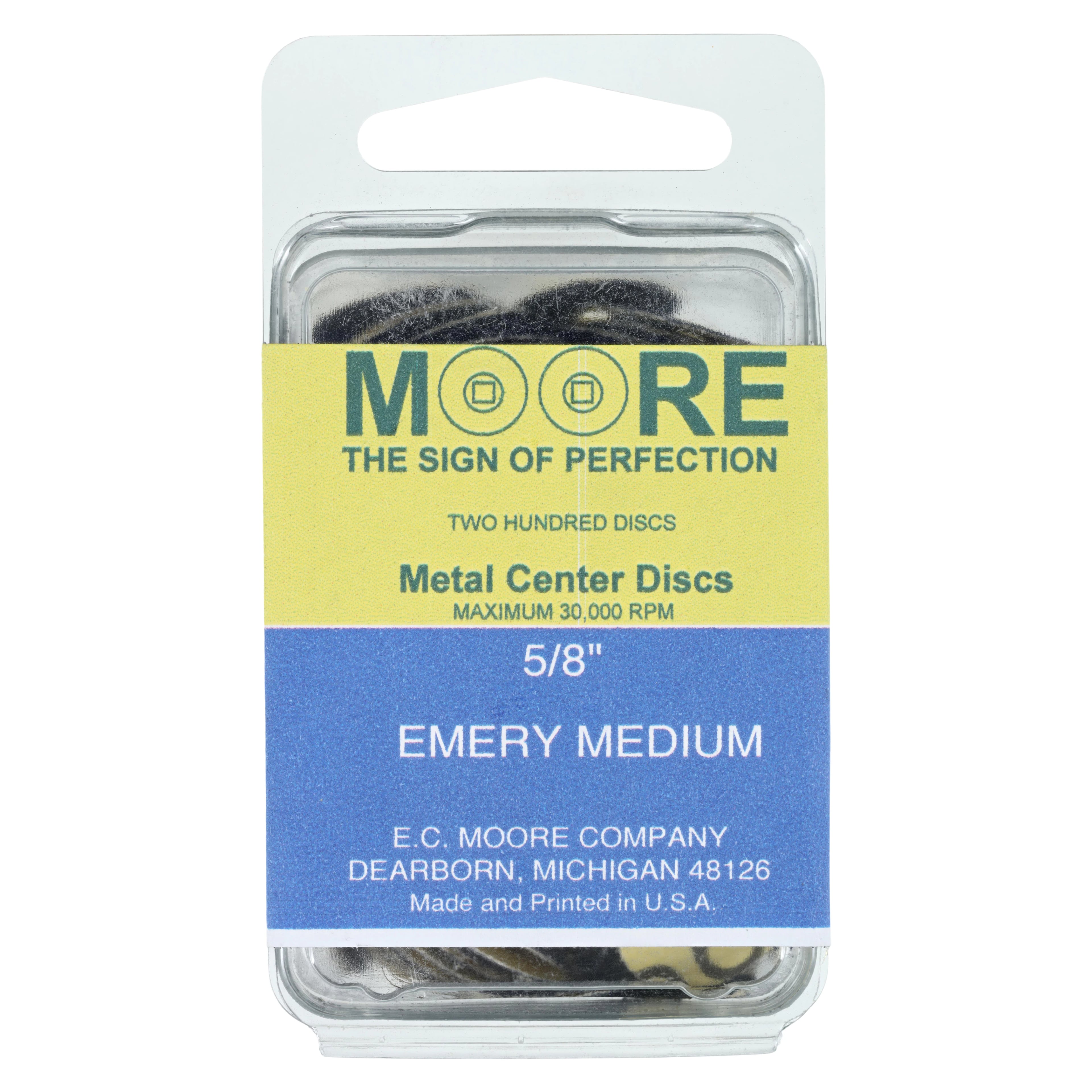 E.C. Moore Paper Discs with Brass Center, Emery Medium Grit, 5/8", 200/Box, BC-58-EMBB