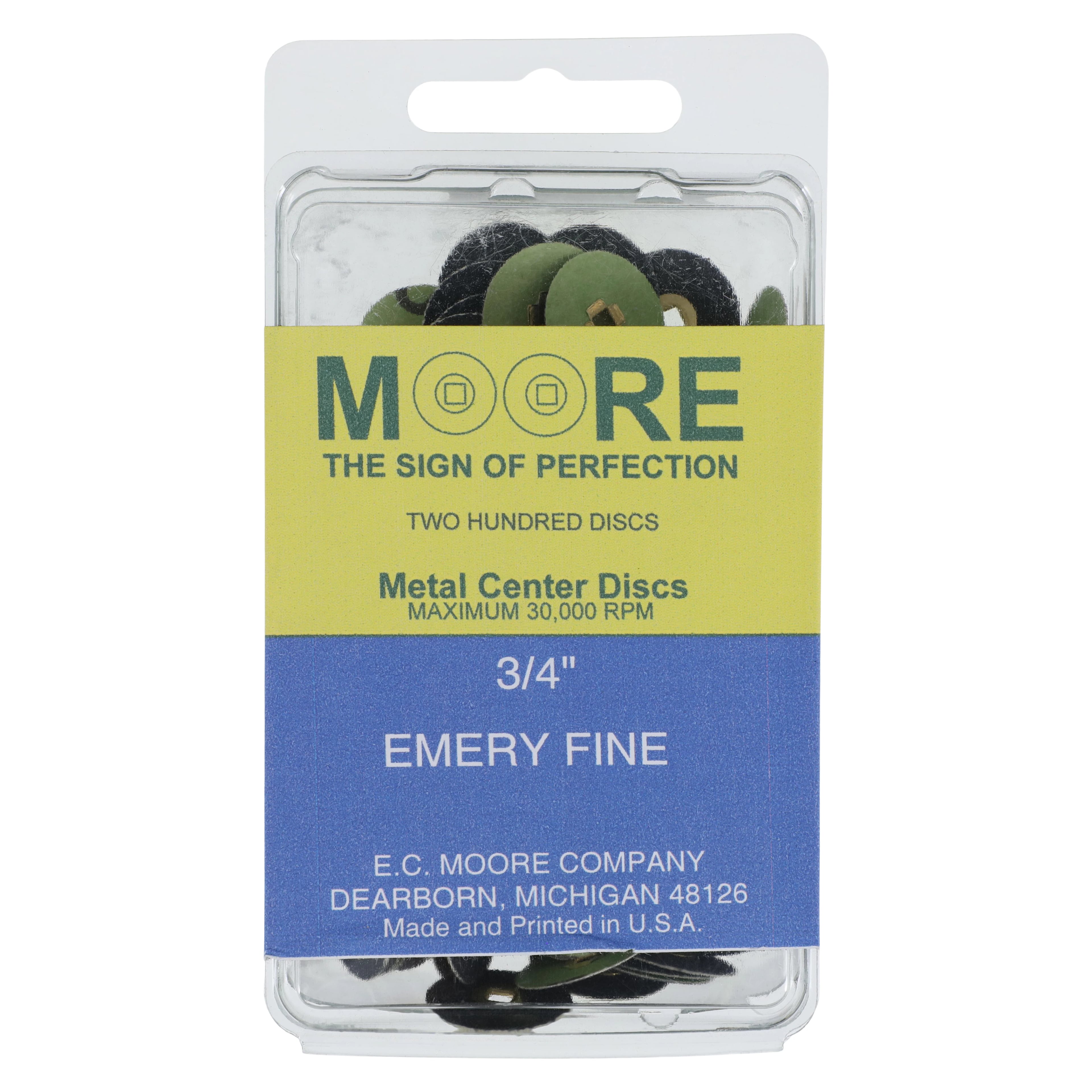 E.C. Moore Paper Discs with Brass Center, 3/4", Emery Fine, 200/Box, BC-34-EFBB
