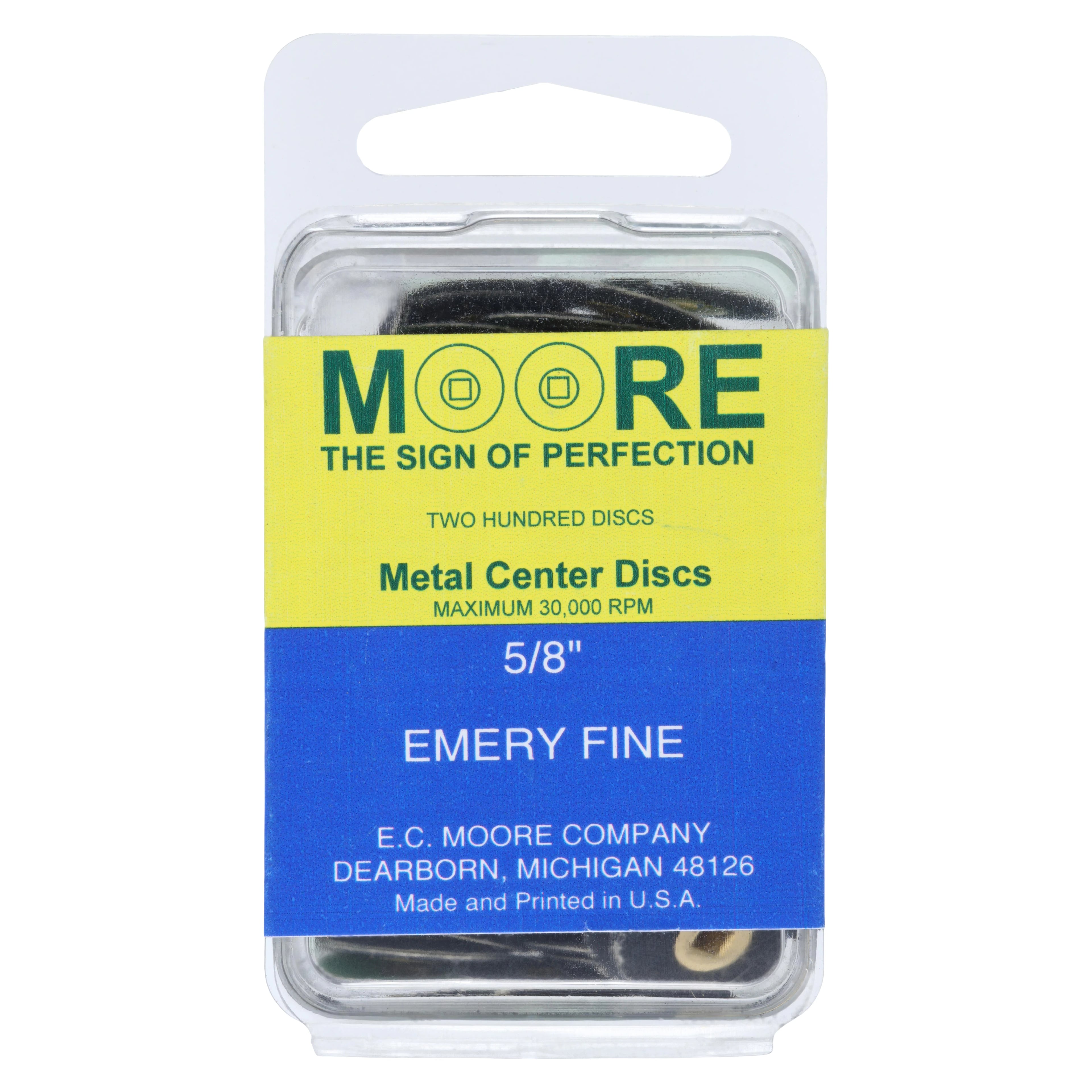 E.C. Moore Emery Paper Discs with Brass Center, 5/8" Diameter, Fine Grit, 200 per Box (BC-58-EFBB)