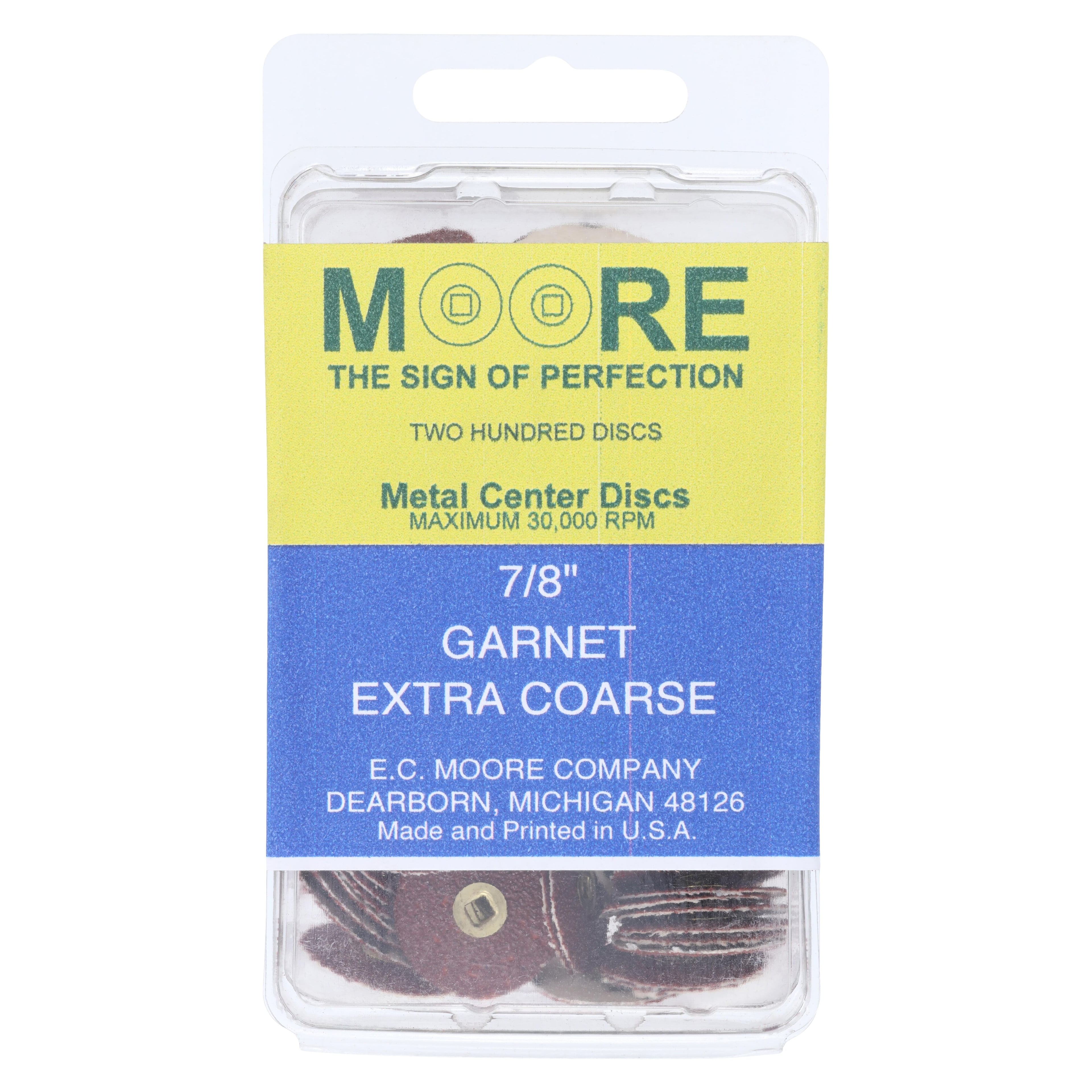 E.C. Moore Paper Discs with Brass Center, 7/8" Garnet Extra Coarse, 200/Pk