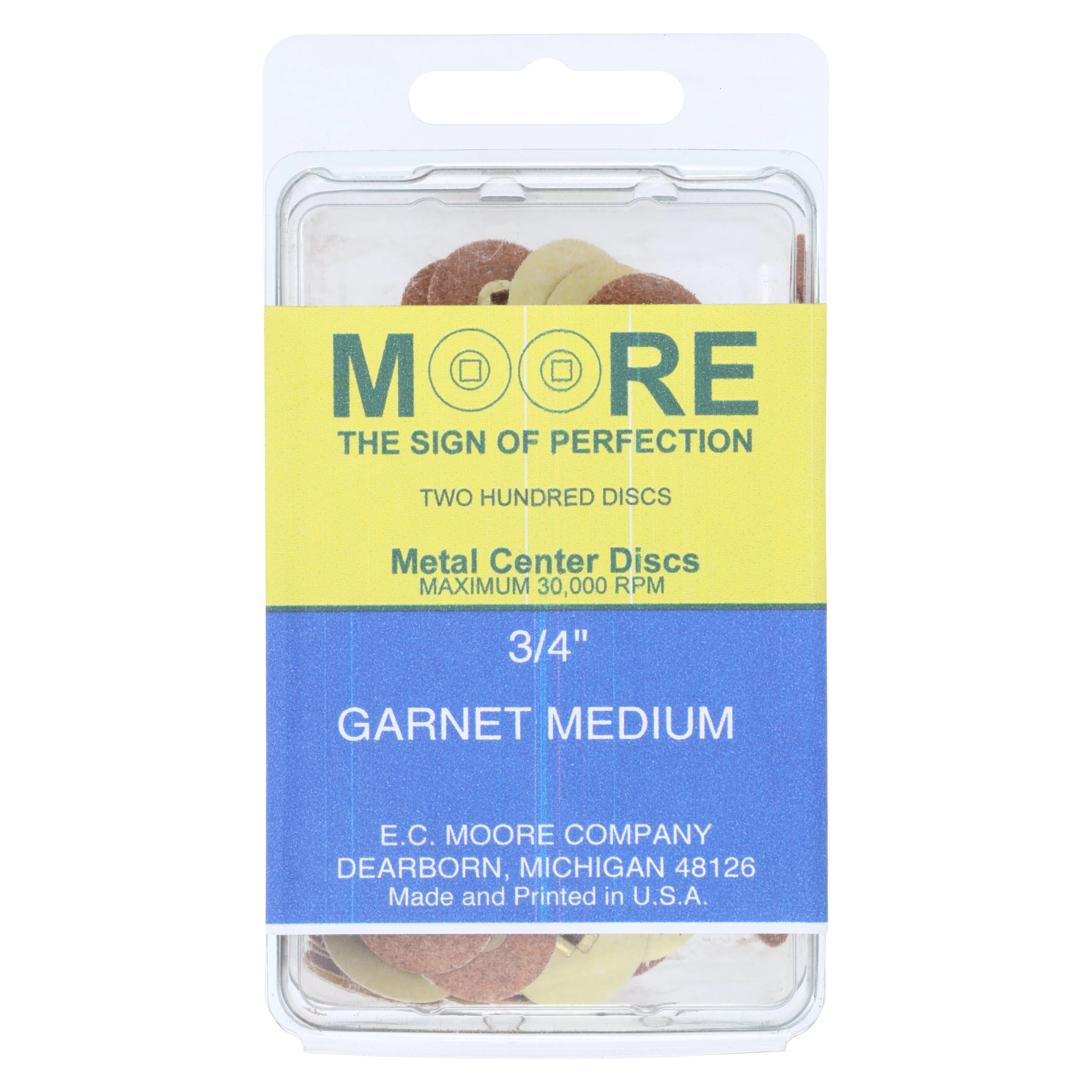 E.C. Moore Paper Discs, Brass Center, 3/4", Garnet Medium, 200/Pk