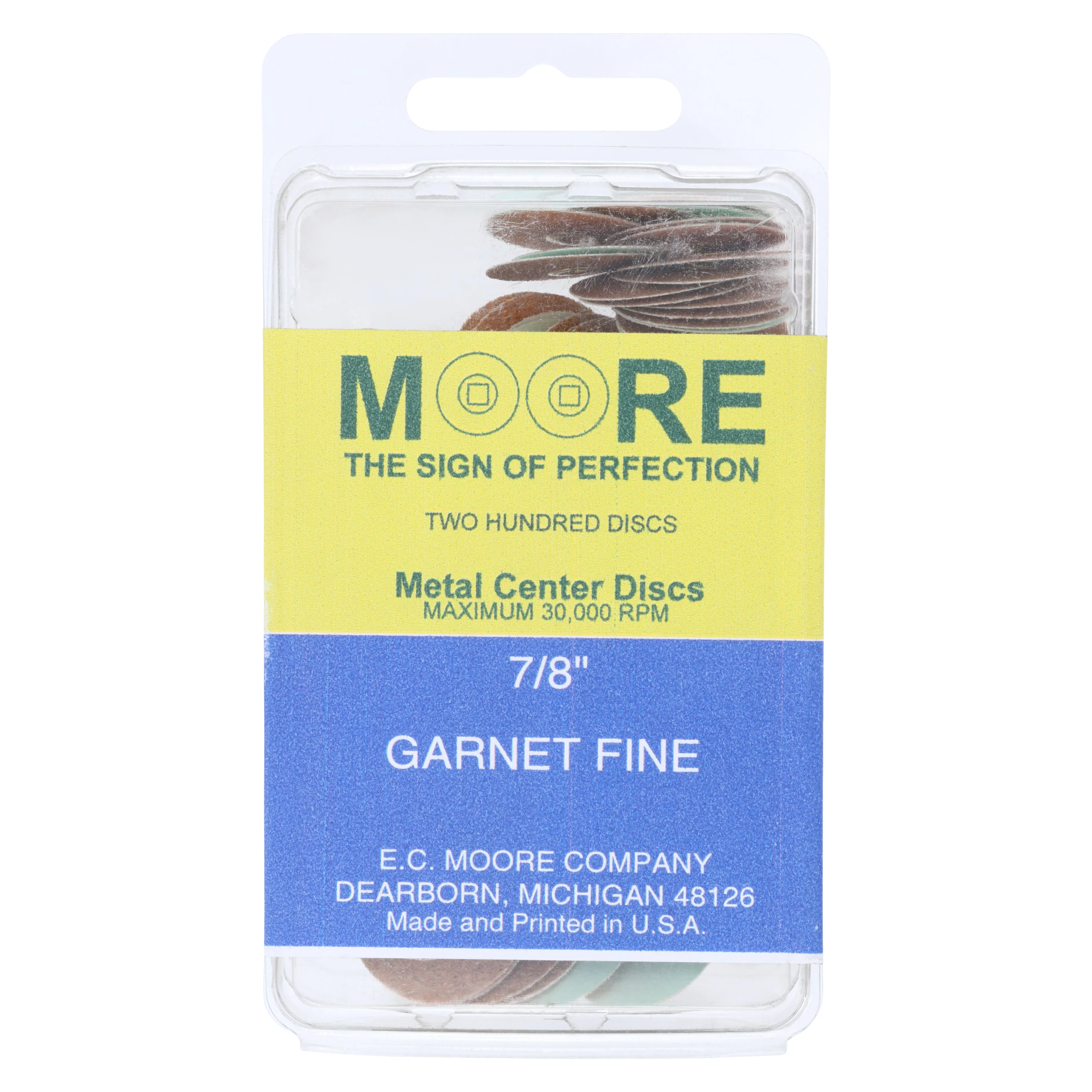 E.C. Moore Brass Center Paper Discs, 7/8" Garnet Fine, 200/Pk