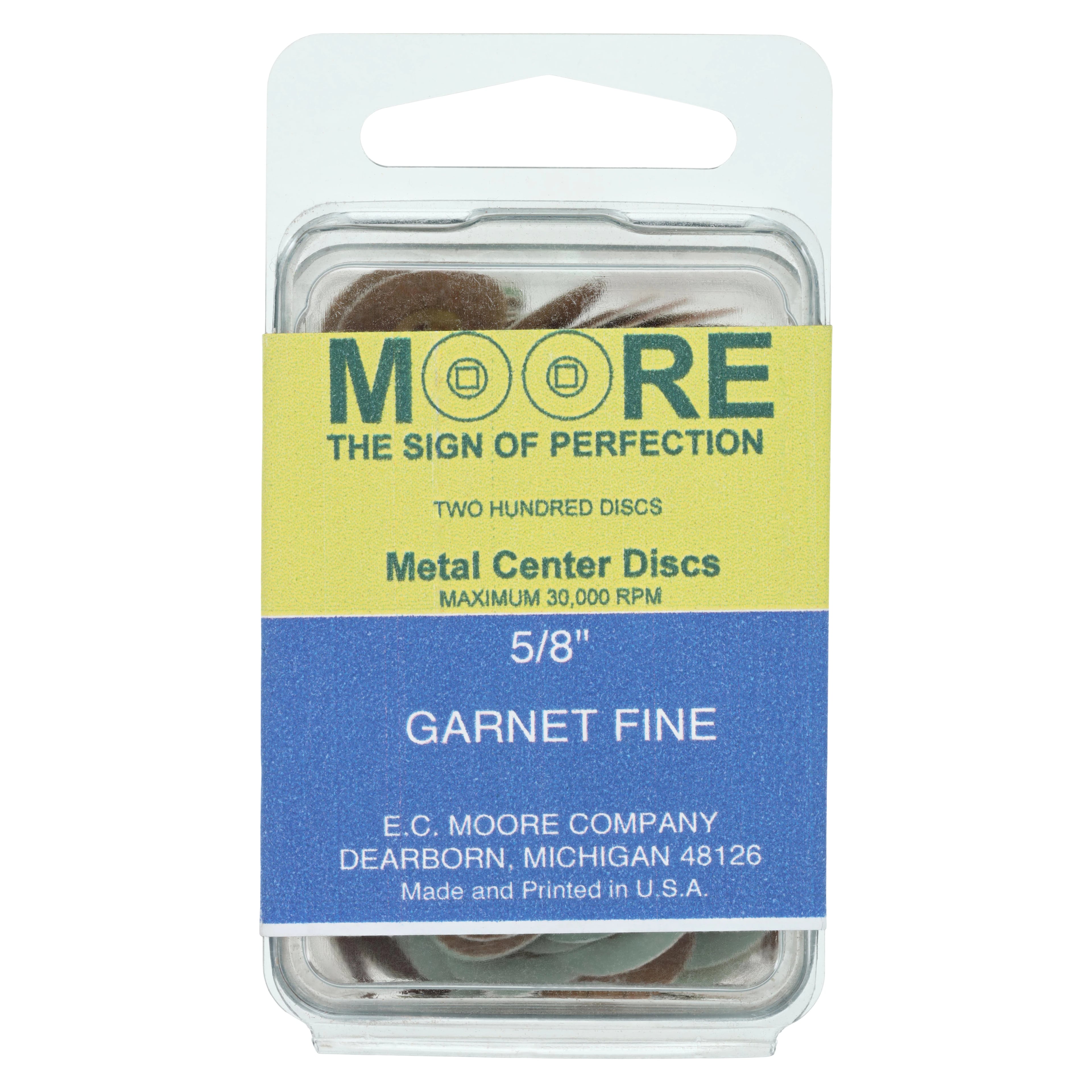 E.C. Moore Brass Center Paper Snap-On Discs, 5/8" Garnet Fine, 200/Box, BC-58-GFBB