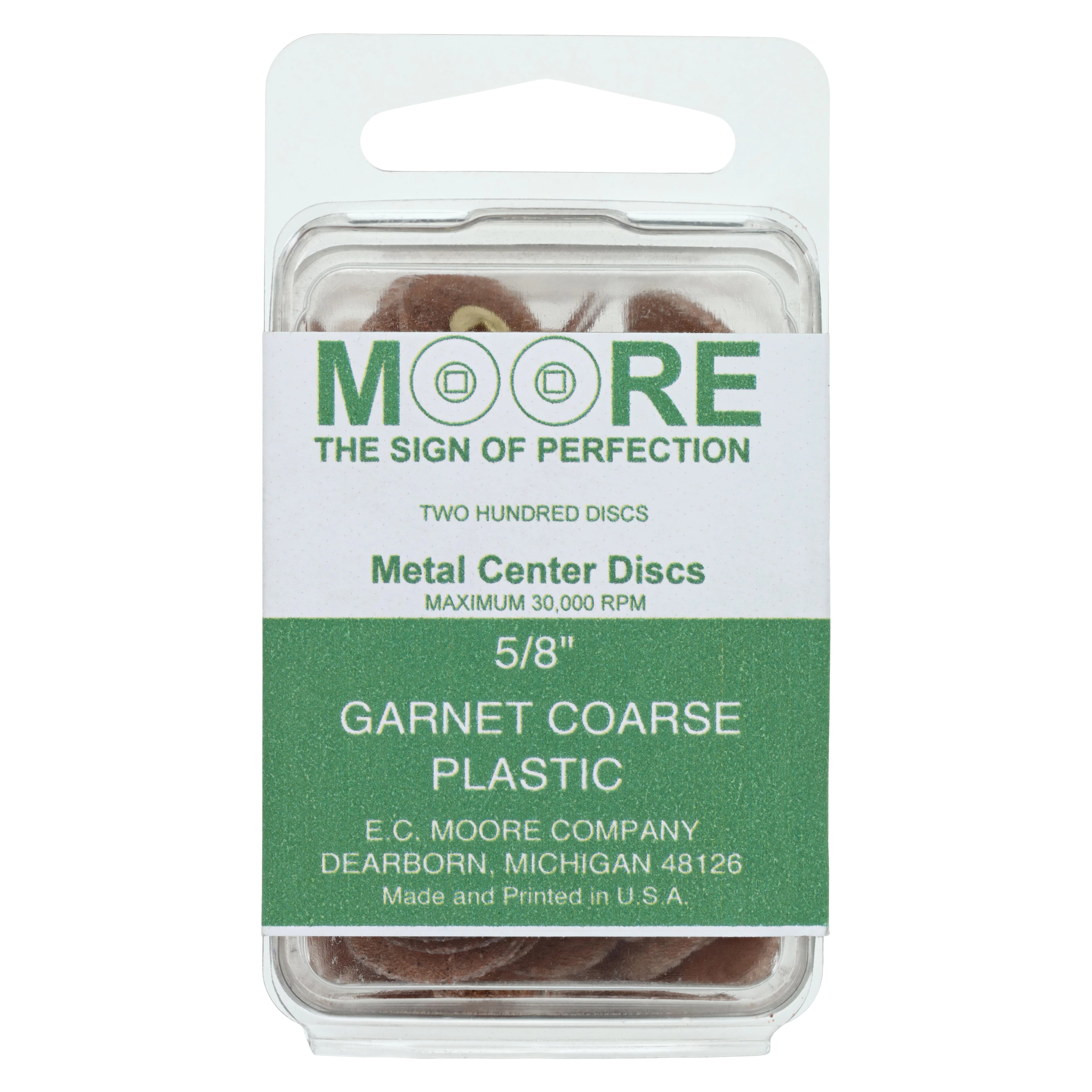E.C. Moore Plastic Brass Center Garnet Discs, Coarse, 5/8", 200/Box, BC-58-GCPBB