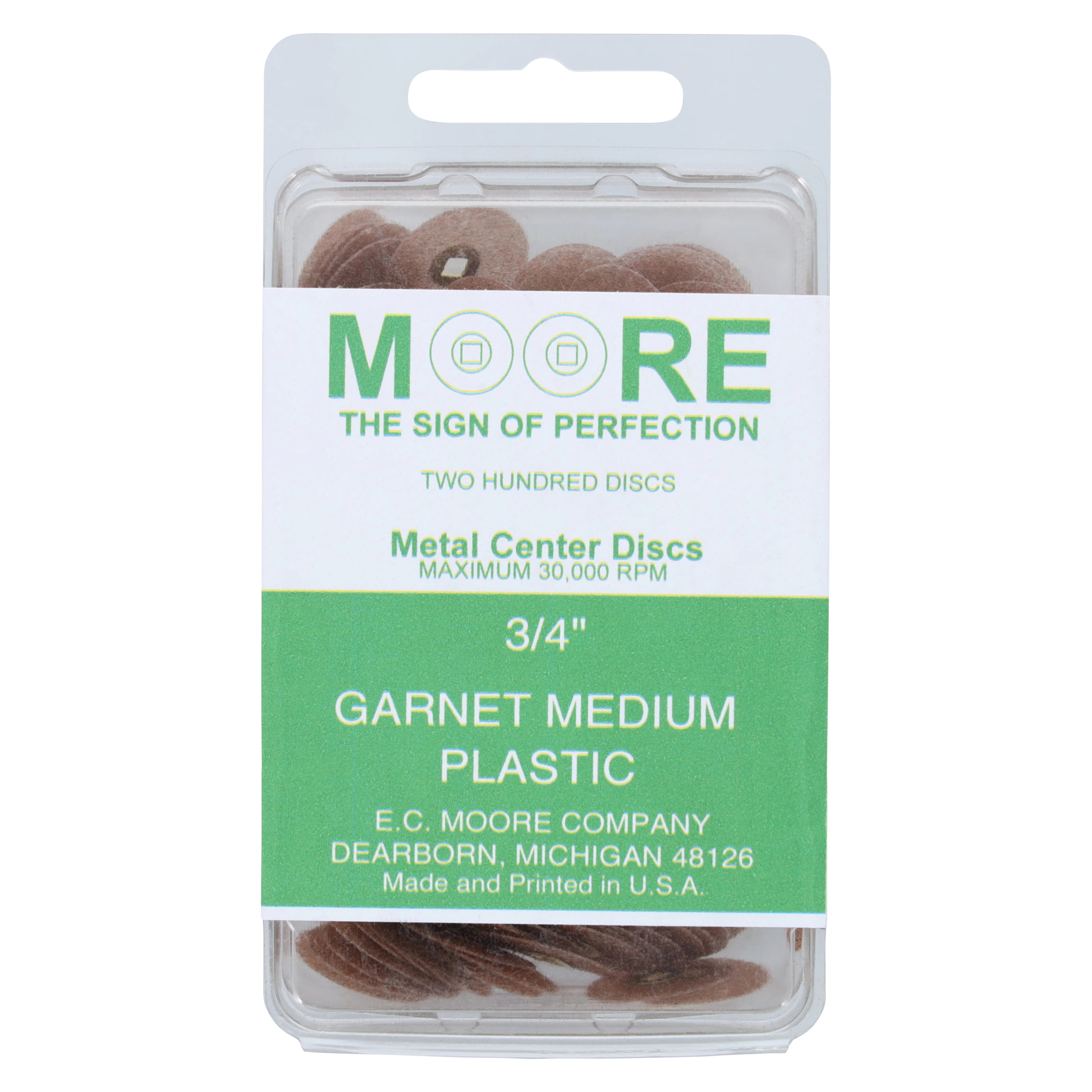 EC Moore Garnet Plastic Snap-On Disc, Brass Center, Medium Grit, 3/4" Diameter, 200/Box, BC-34-GMPBB