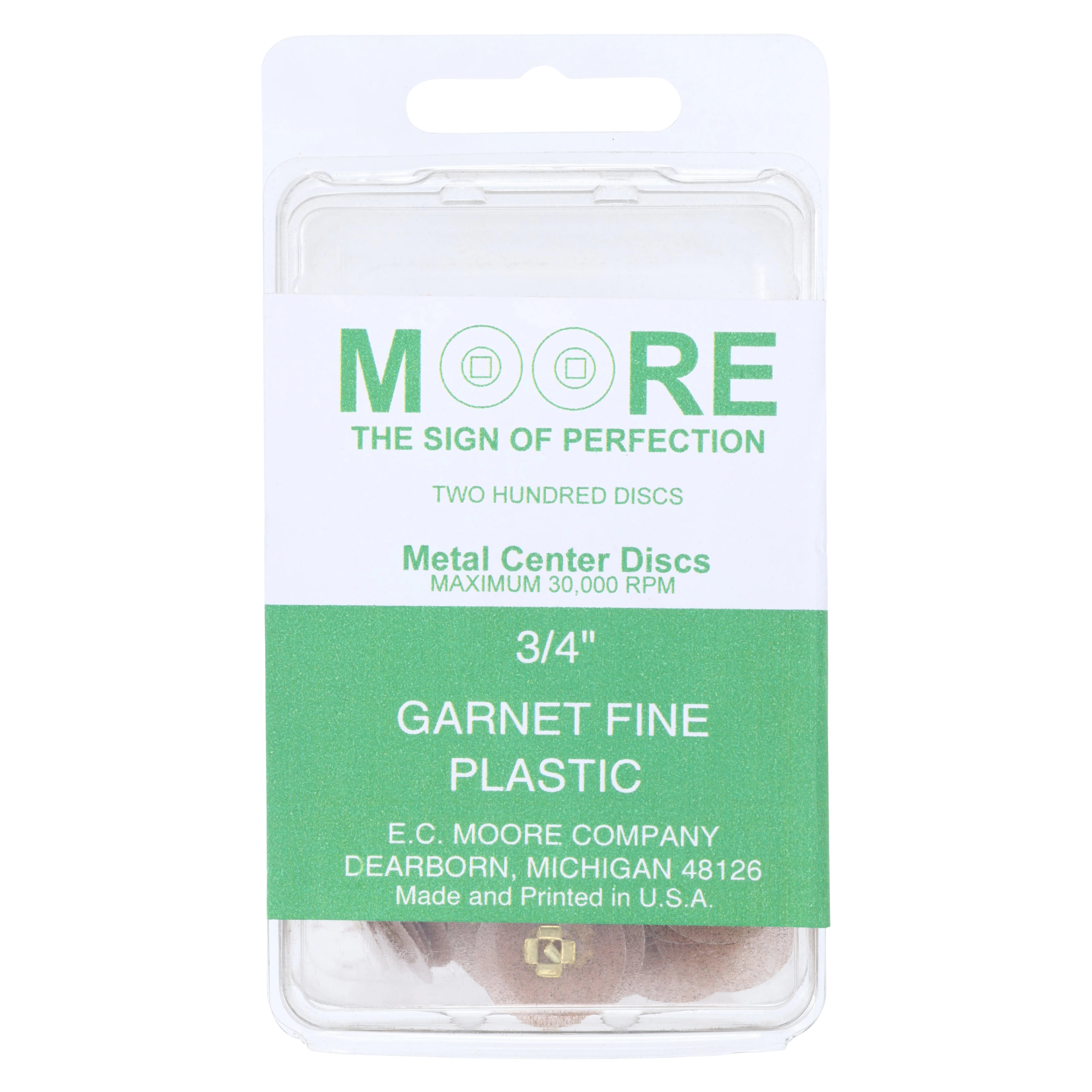 E.C. Moore Plastic Snap-On Discs, Brass Center, Garnet, Fine, 3/4", 200/Box, BC-34-GFPBB