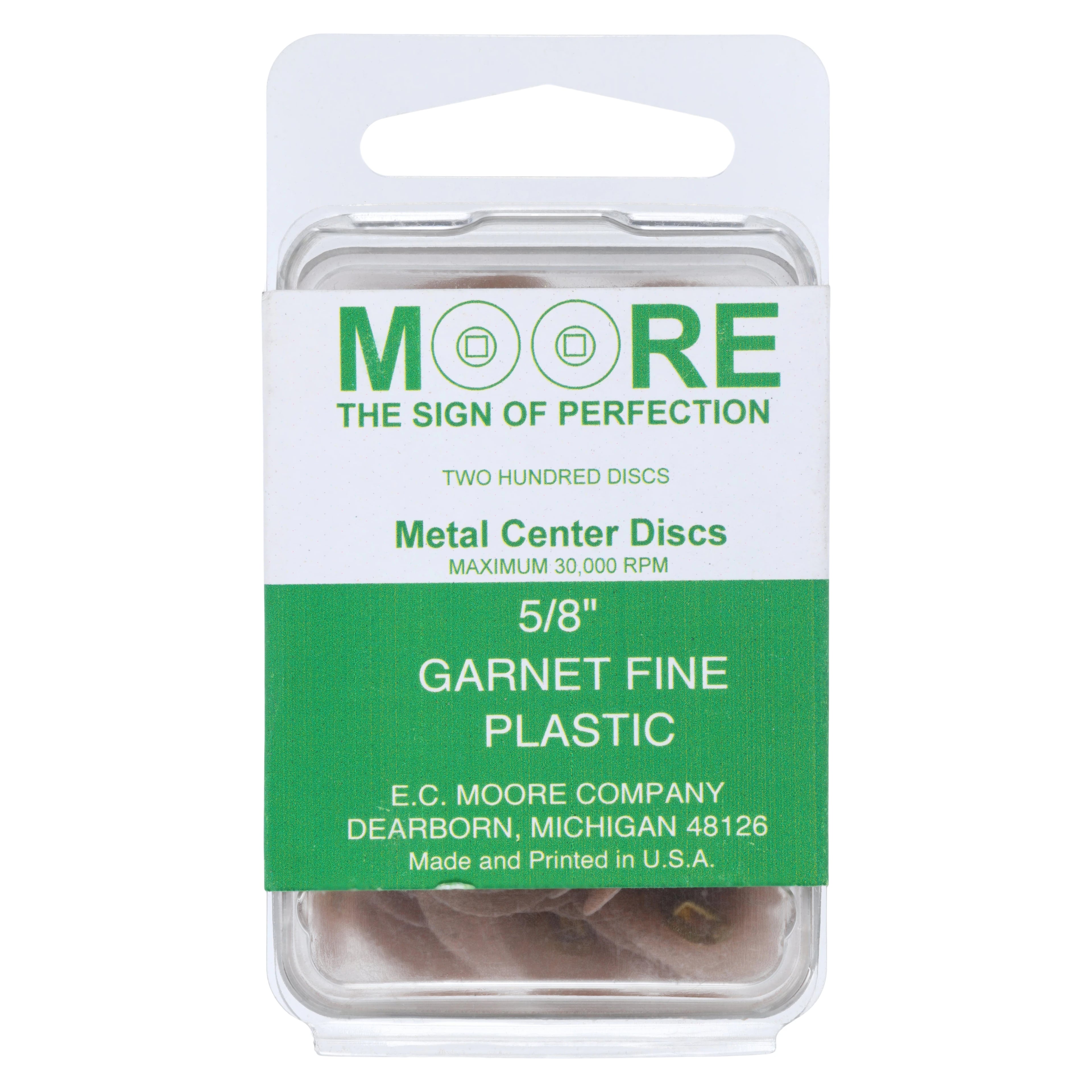 E.C. Moore Garnet Plastic Brass Center Discs, Fine Grit, 5/8" Diameter, 200 per Box