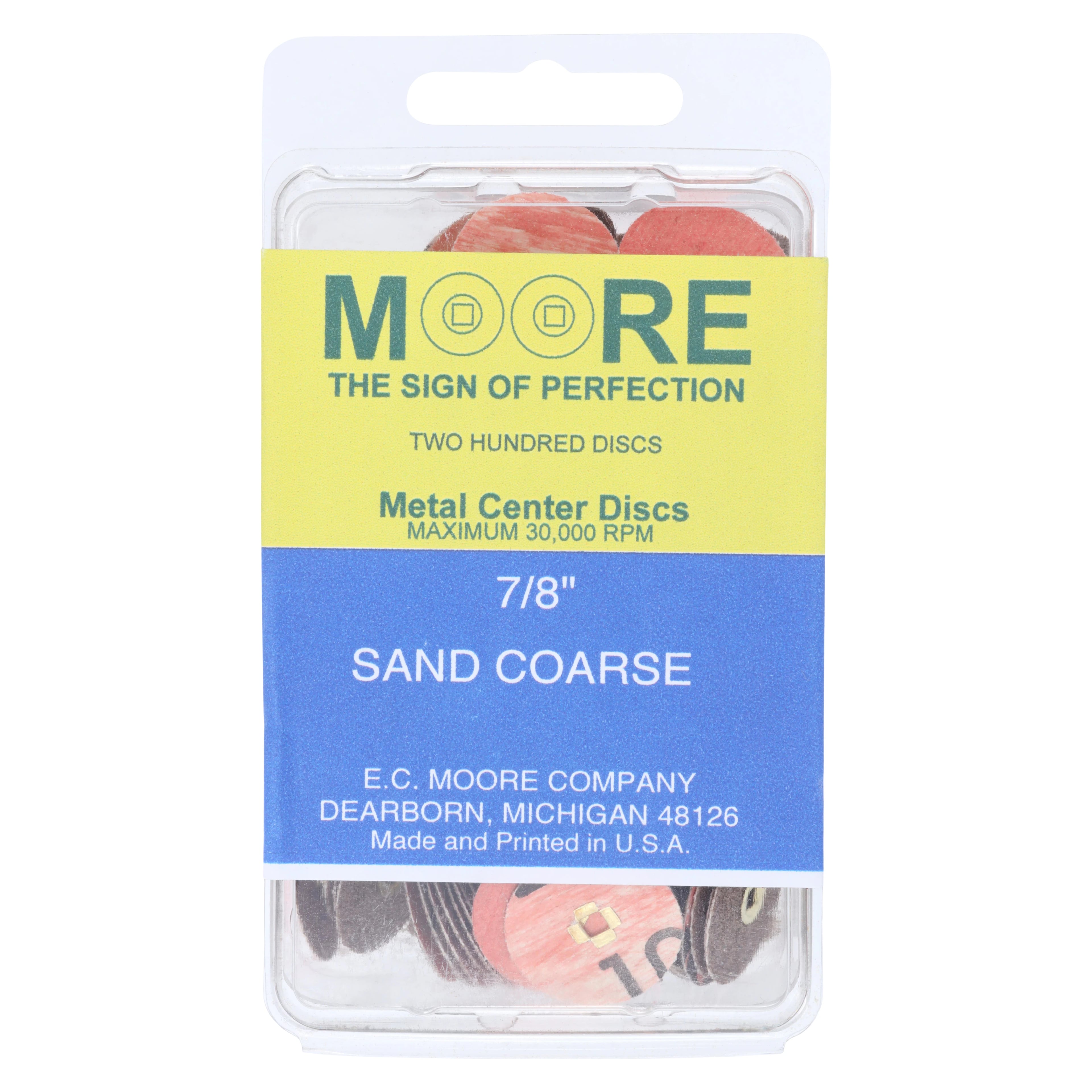 EC Moore Paper Discs, Brass Center, 7/8" Sand Coarse, 200/Pk, BC-78-SCBB