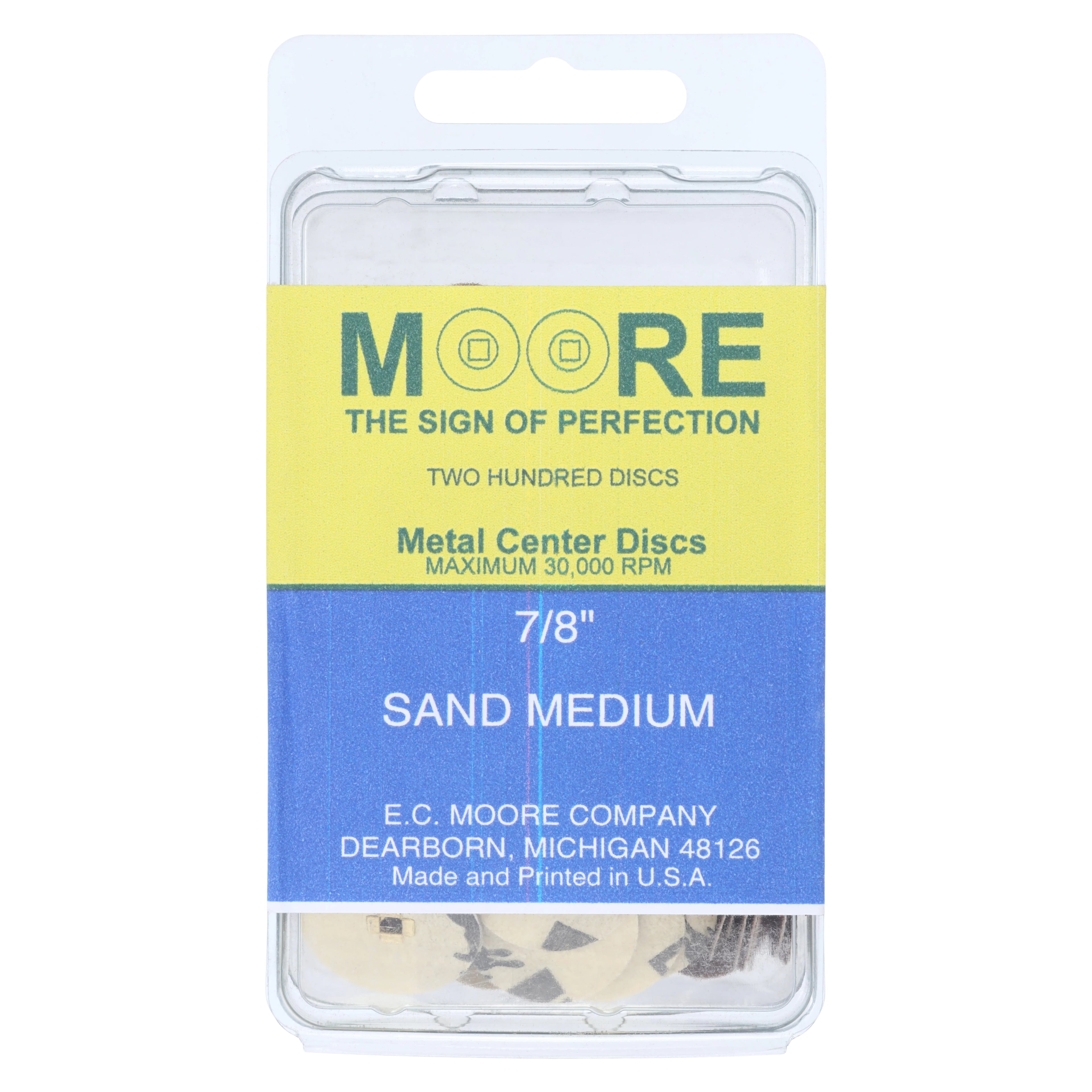 E.C. Moore Brass Center Paper Discs, 7/8" Medium Sand, 200/Box, BC-78-SMBB