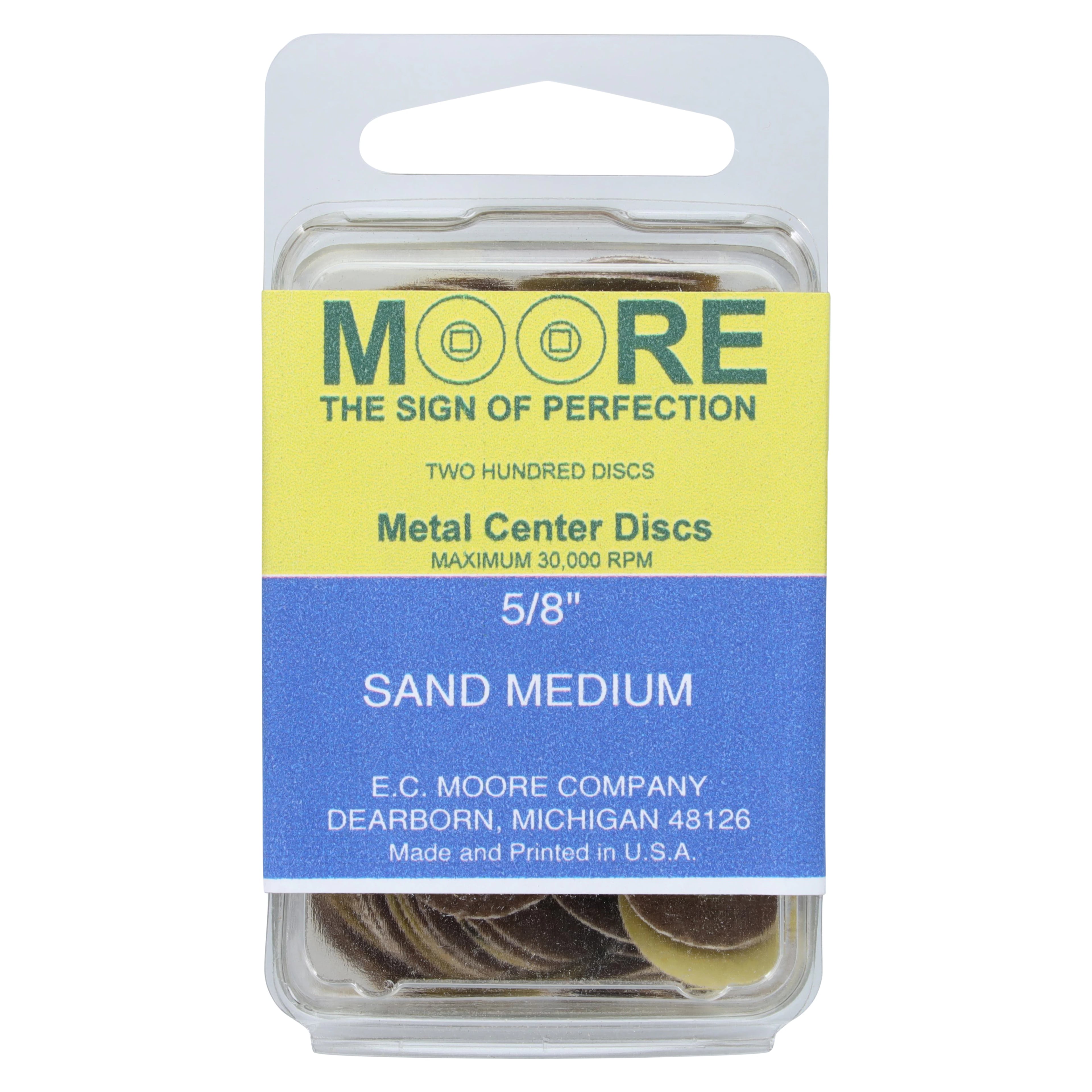 EC Moore Paper Discs with Brass Center, 5/8", Sand Medium Grit, 200/Pk, BC-58-SMBB