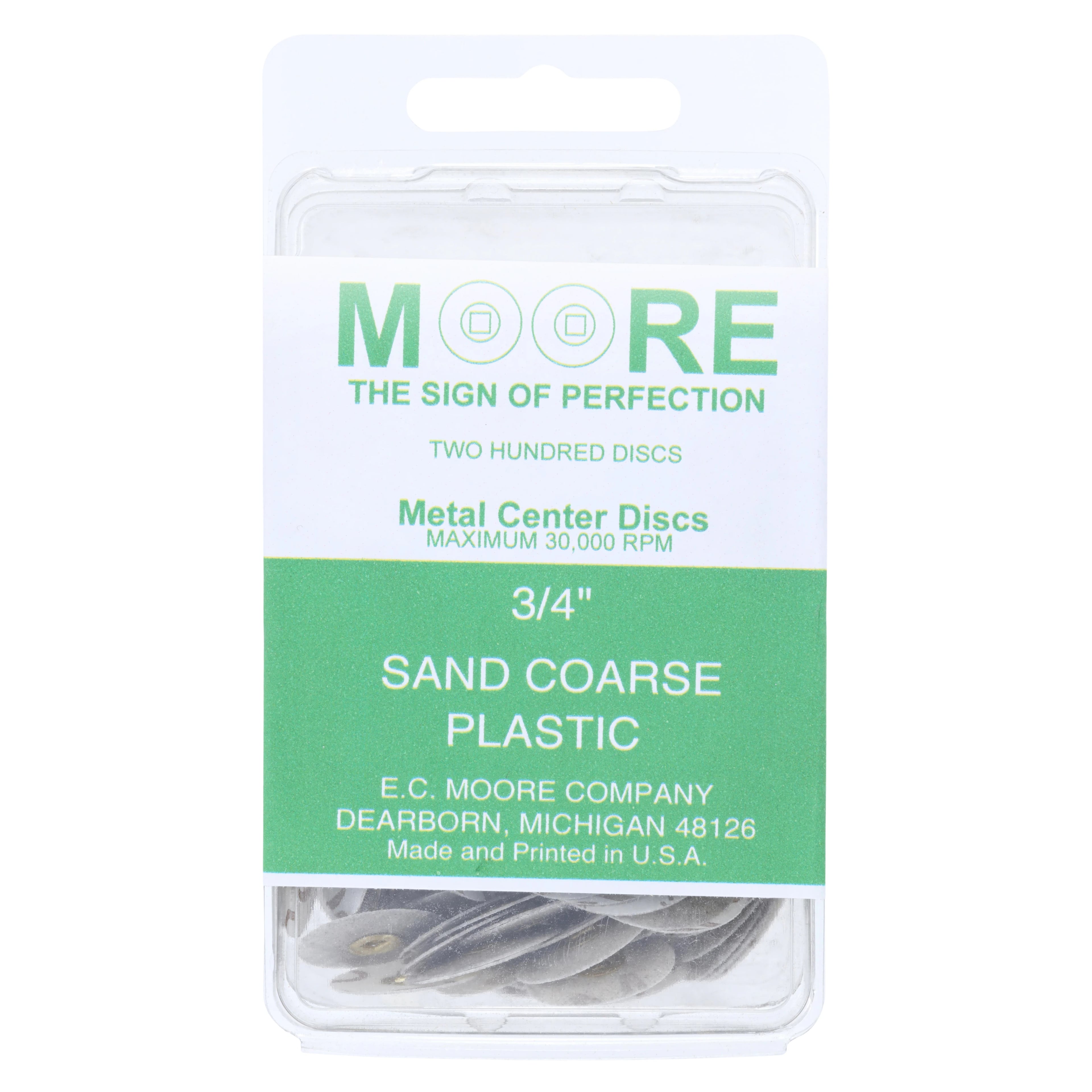E.C. Moore Brass Center Plastic Sanding Discs, 3/4" Diameter, Coarse Grit, 200 per Box, BC-34-SCPBB