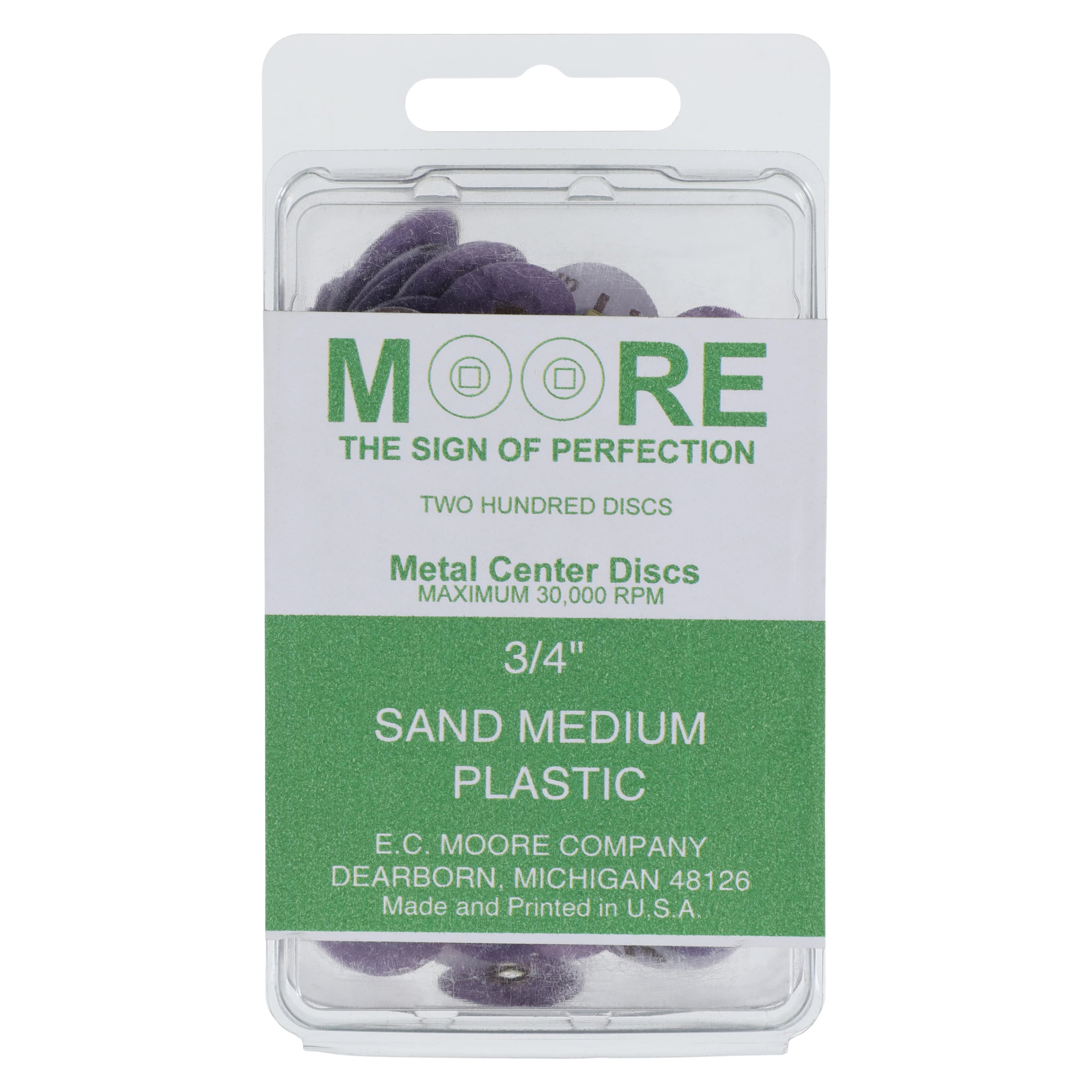 E.C. Moore Plastic Sanding Discs with Brass Center, 3/4", Medium Grit, 200/Pk