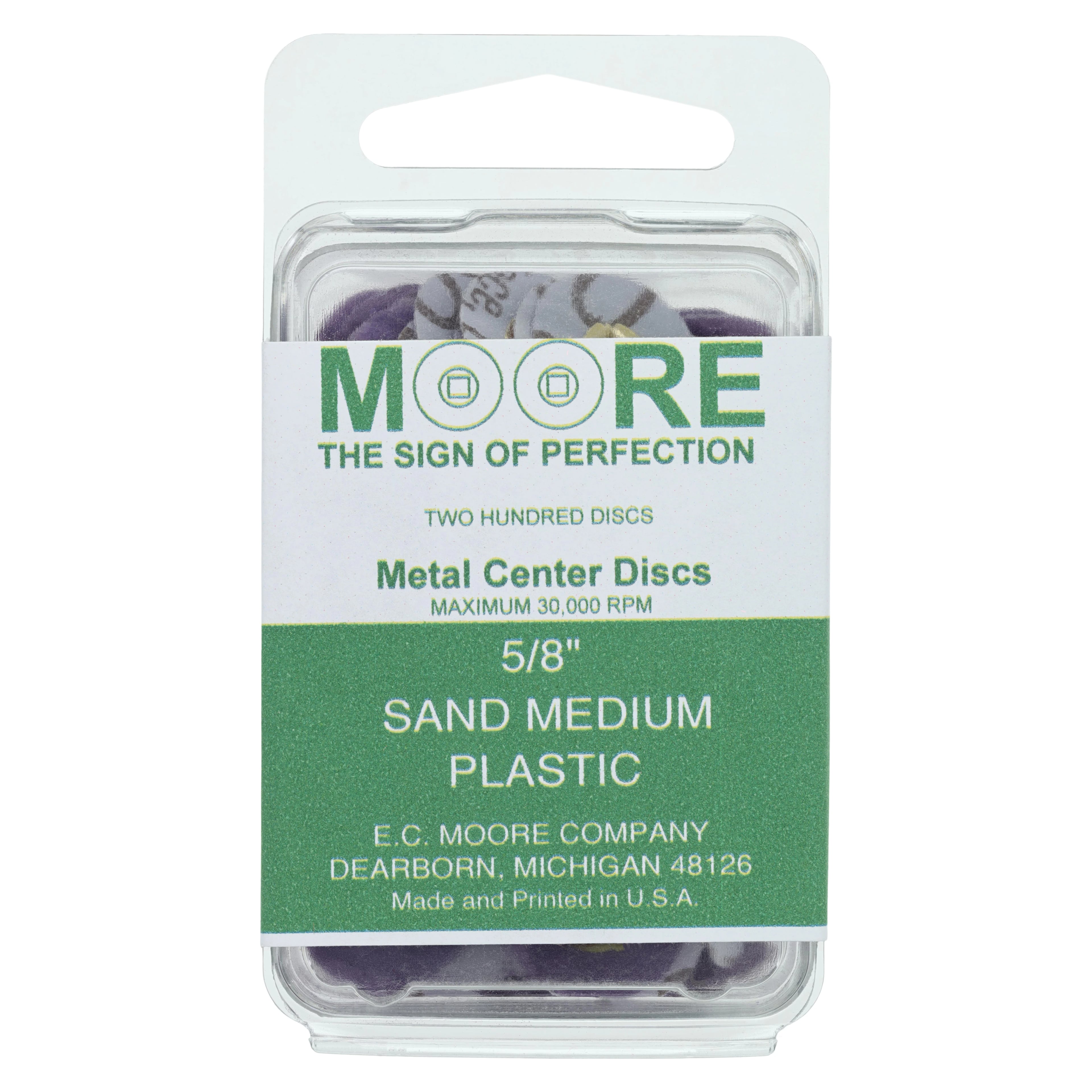 E.C. Moore Brass Center Plastic Sanding Discs, Medium Grit, 5/8" Diameter, 200/Pk