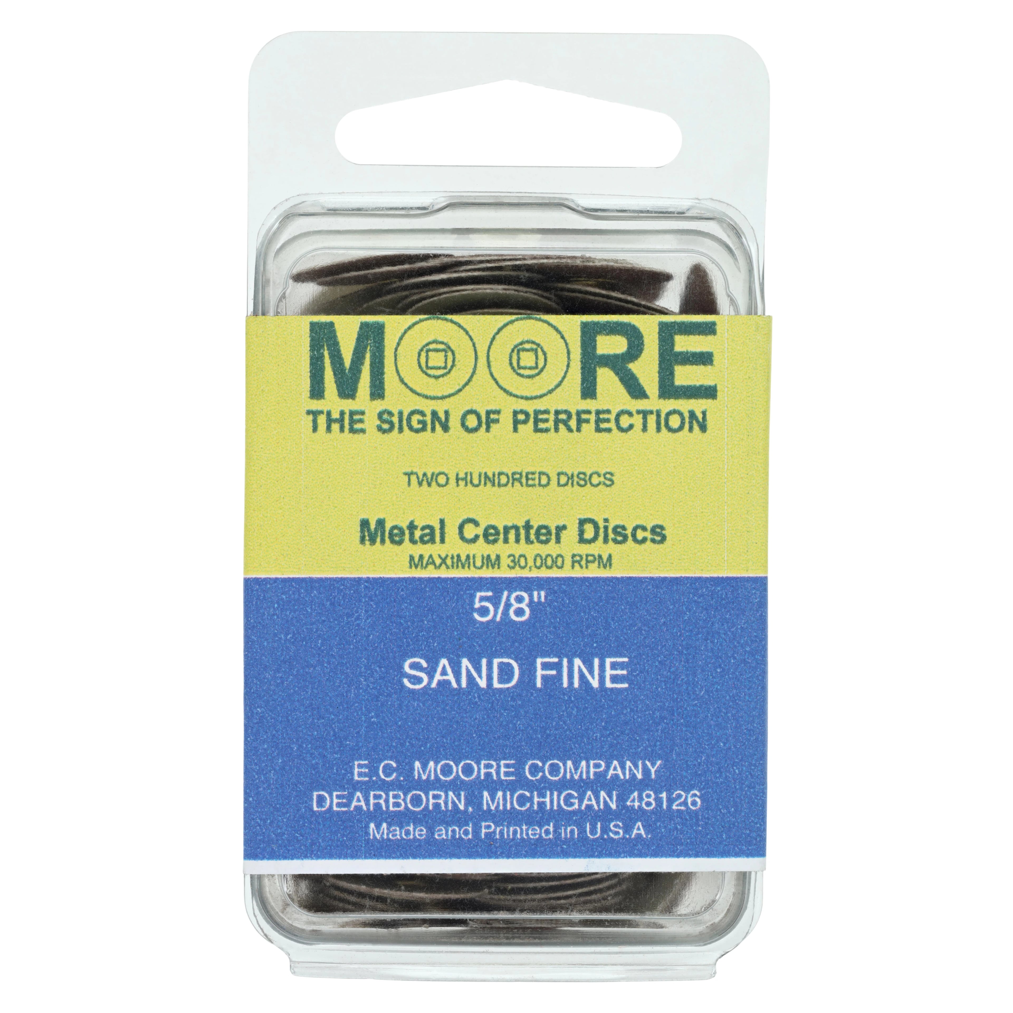 E.C. Moore Plastic Brass Center Snap-On Discs, Fine Sand, 5/8", 200/Box