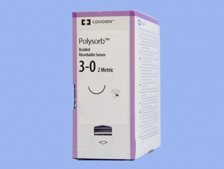 Medtronic Polysorb Absorbable Suture, 3-0, 30", CV-23 Surgalloy Taper Point 1/2 Circle Needle 17mm, Coated Violet, 36/Case