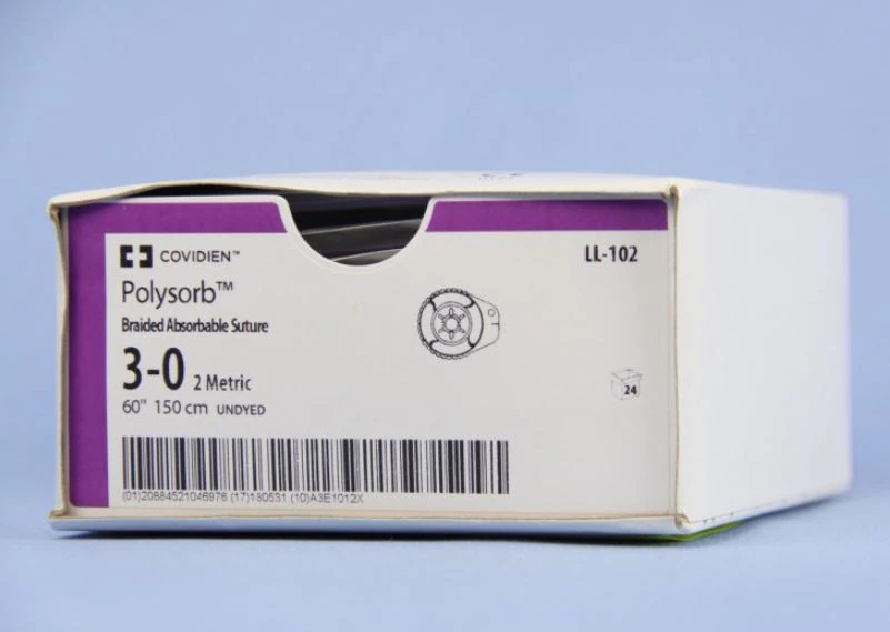Medtronic Polysorb Suture, 3-0, 60", Undyed, Polyester Braid, Absorbable, Coated, 24/Case