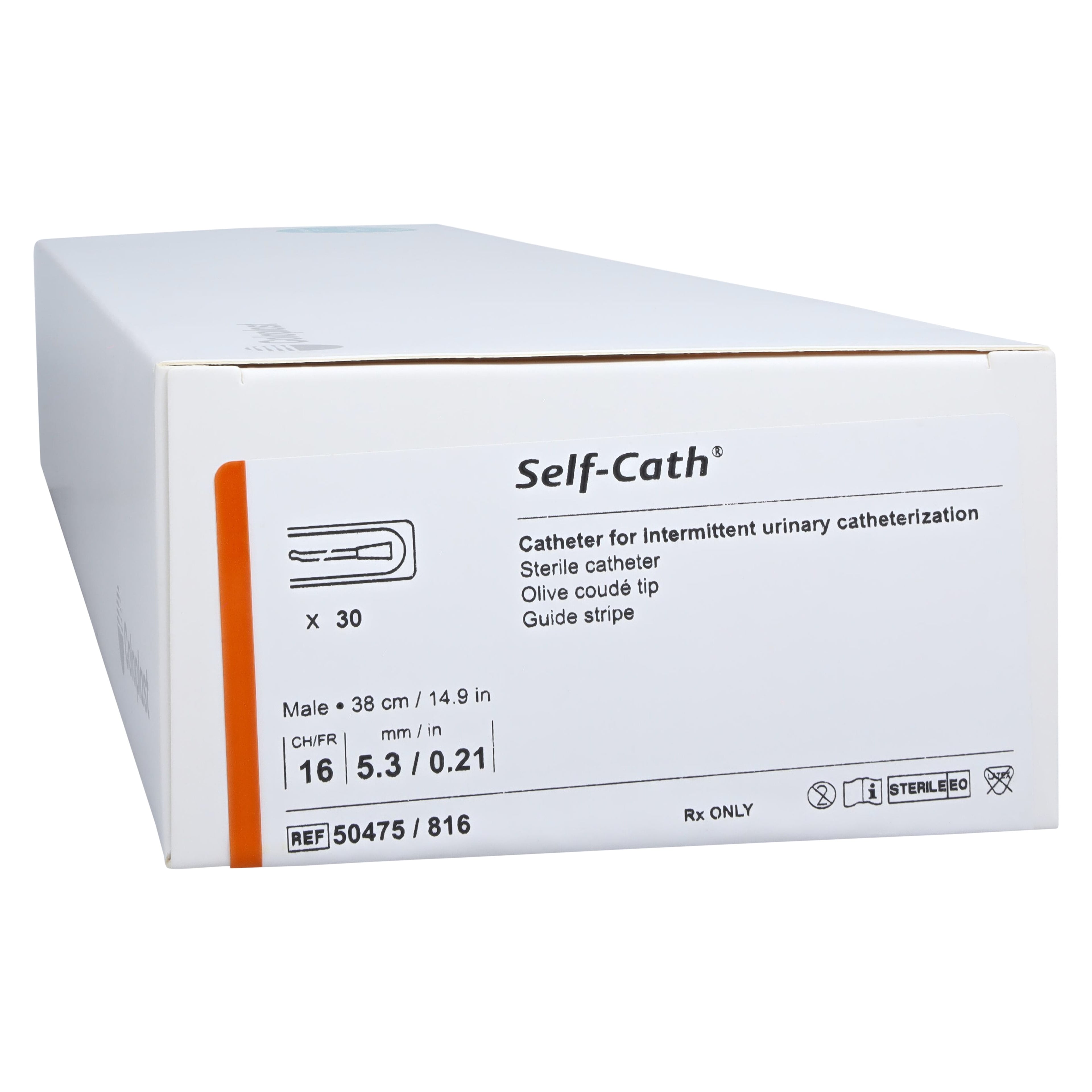 Mentor Self-Cath Intermittent Catheter, Coude Olive Tip, Siliconized PVC, 16 Fr