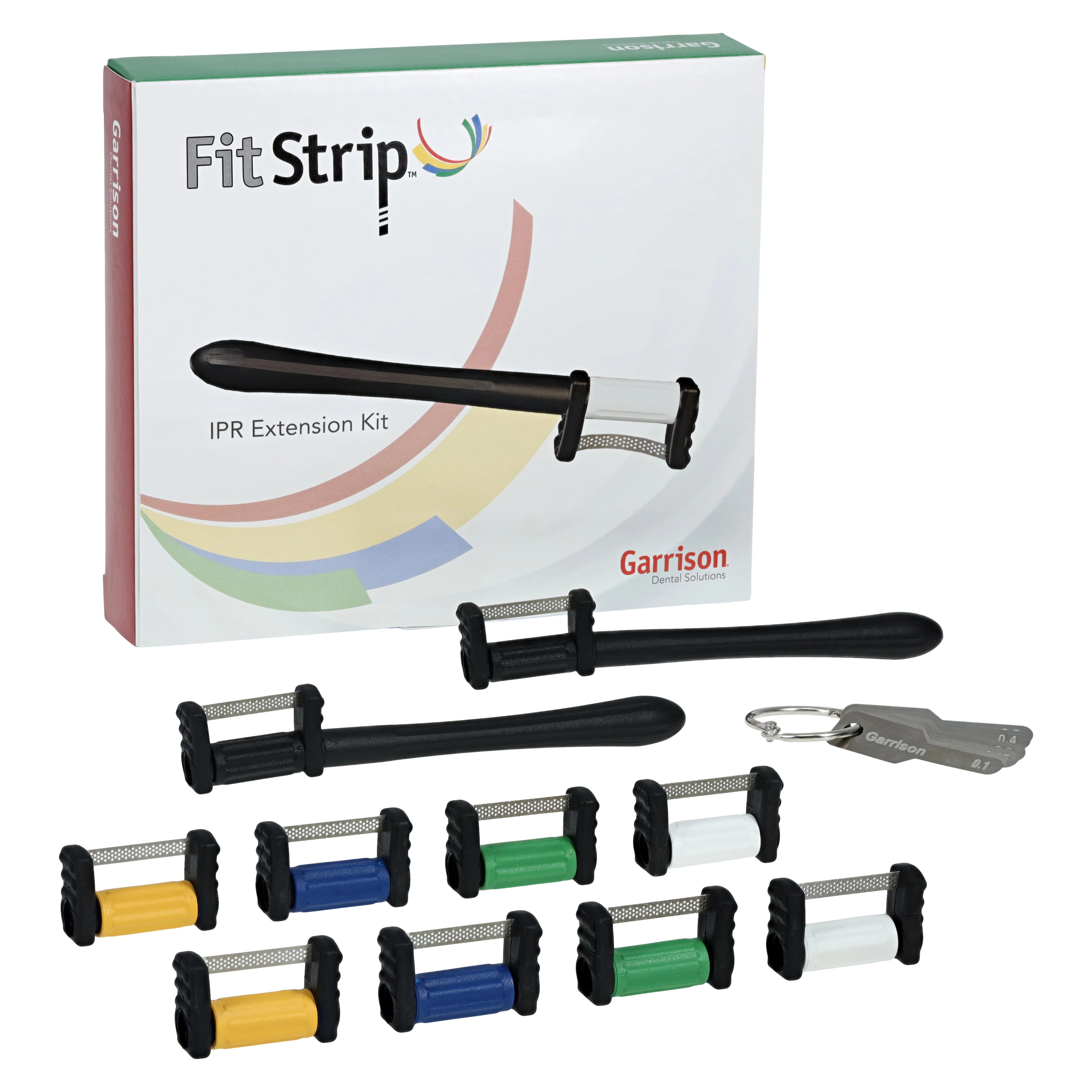 Garrison Dental FitStrip IPR Kit (FPSK05) - Interproximal Reduction & Finishing Kit, 10 Double-Sided Diamond Strips, 2 Handles, 1 IPR Gauge