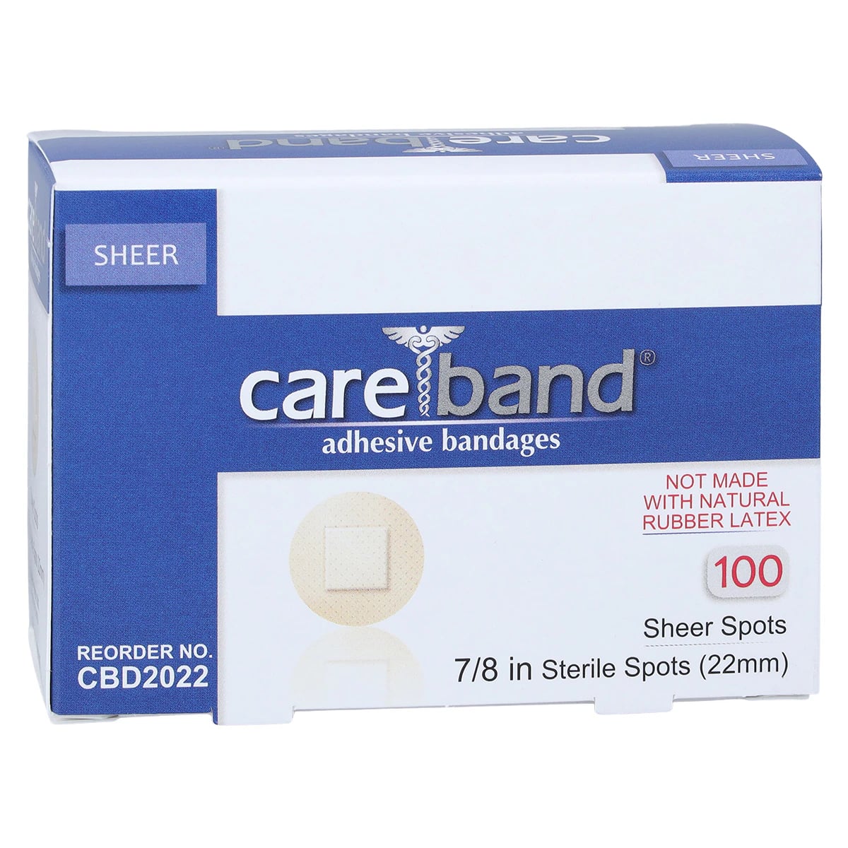 Careband Adhesive Bandage, Fabric, Sheer/Flesh, Sterile, 7/8" Spot, 12 Boxes/Case