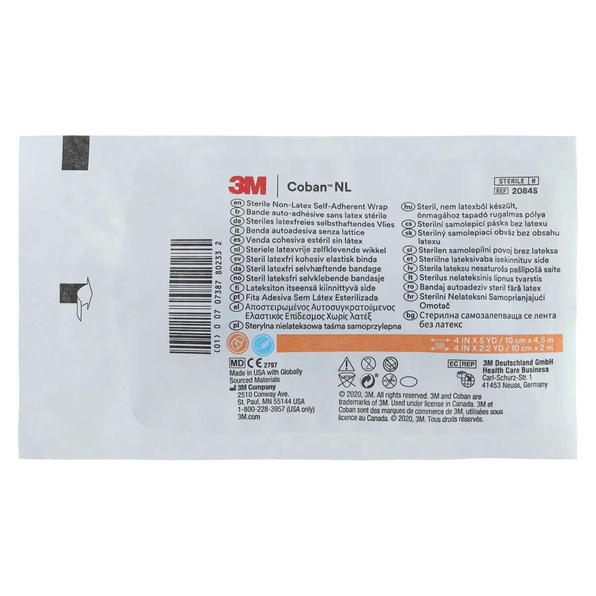 3M Coban Self-Adherent Wrap, Latex Free, Tan, 4" x 5 yds, 2084S