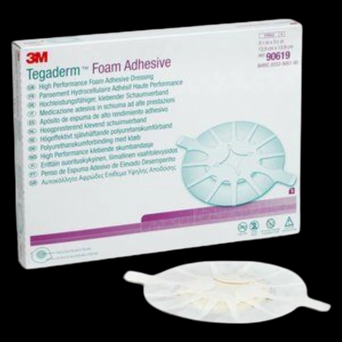 3M Tegaderm Foam Dressing, 3" x 3", Sterile, Heel, Adherent, Absorbent, Latex-Free
