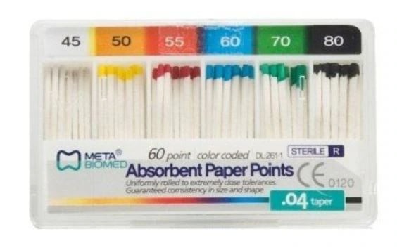 Hygenic Greater Taper Absorbent Paper Points, .06 Taper, Size #45, White, Sterile, 144/Box, WDT-60019142