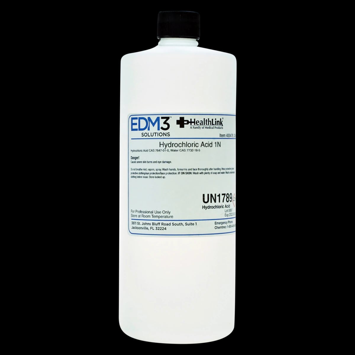 Hydrochloric Acid, 1N Normal Solution, 32 oz Bottle