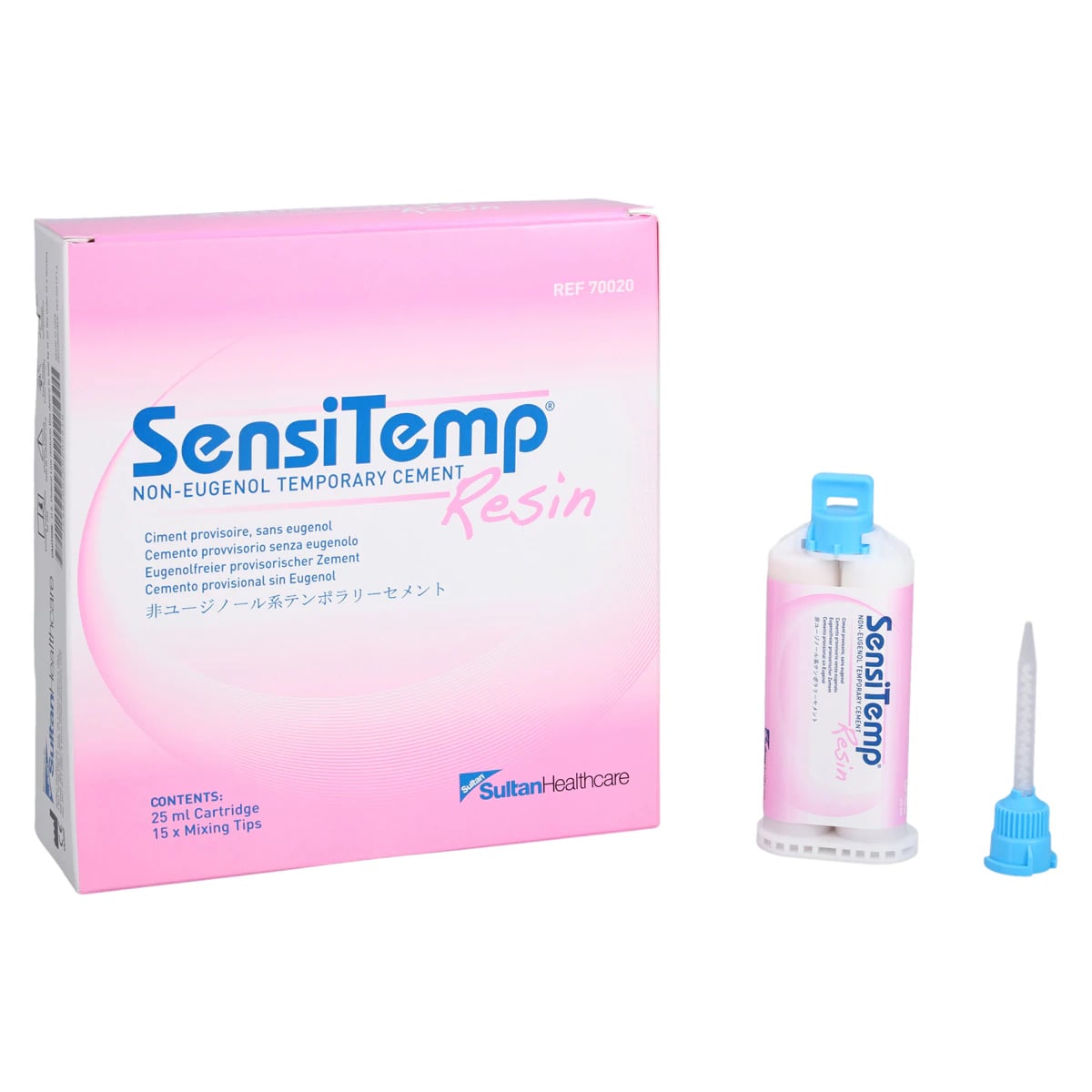 SensiTemp® Resin Temporary Cement, Non-Eugenol, Automix Cartridge Refill, 25 ml, with 15 Mixing Tips