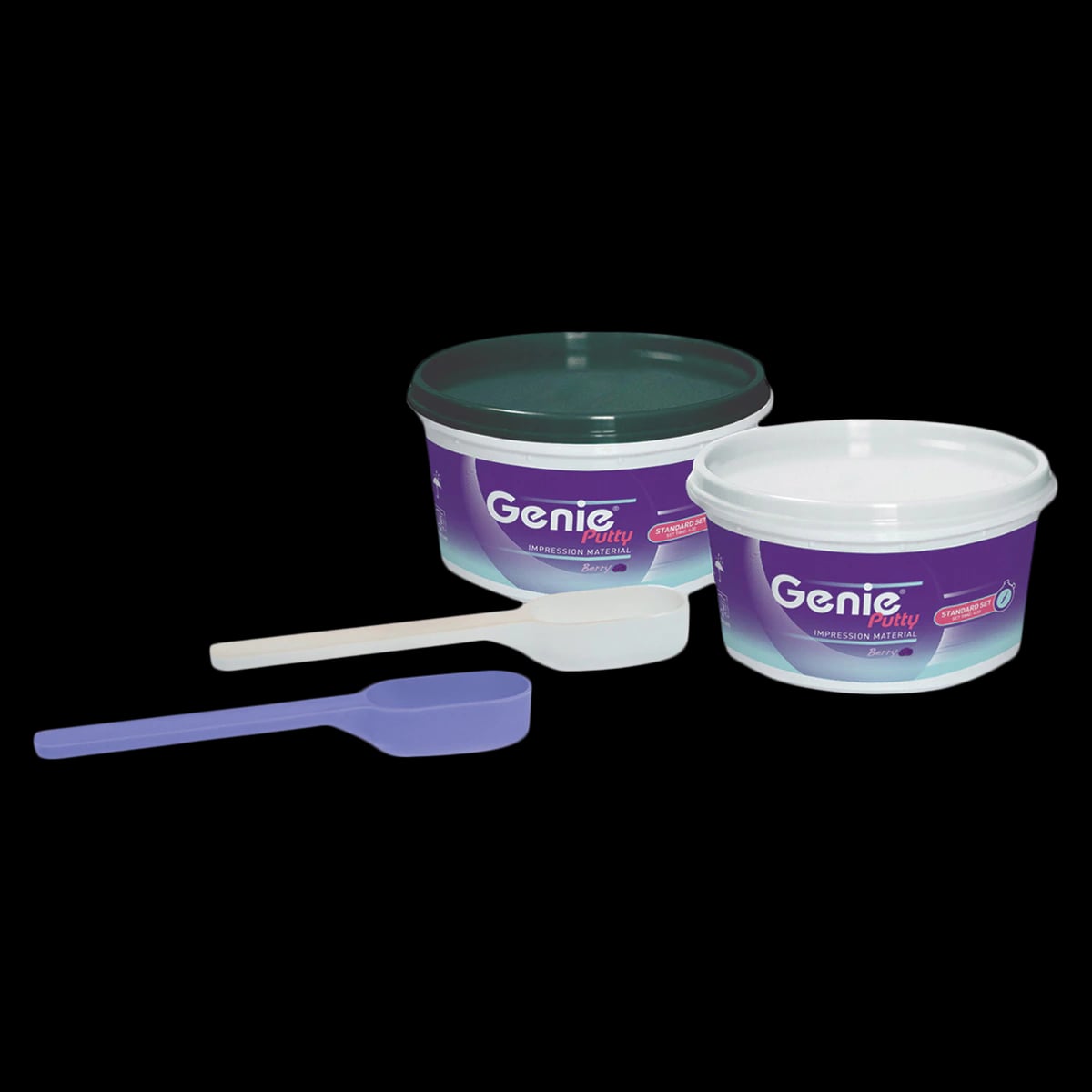 Genie® VPS Putty Impression Material, Regular Set, Berry Flavored, 2 x 300ml Jars (Base & Catalyst) with Scoops
