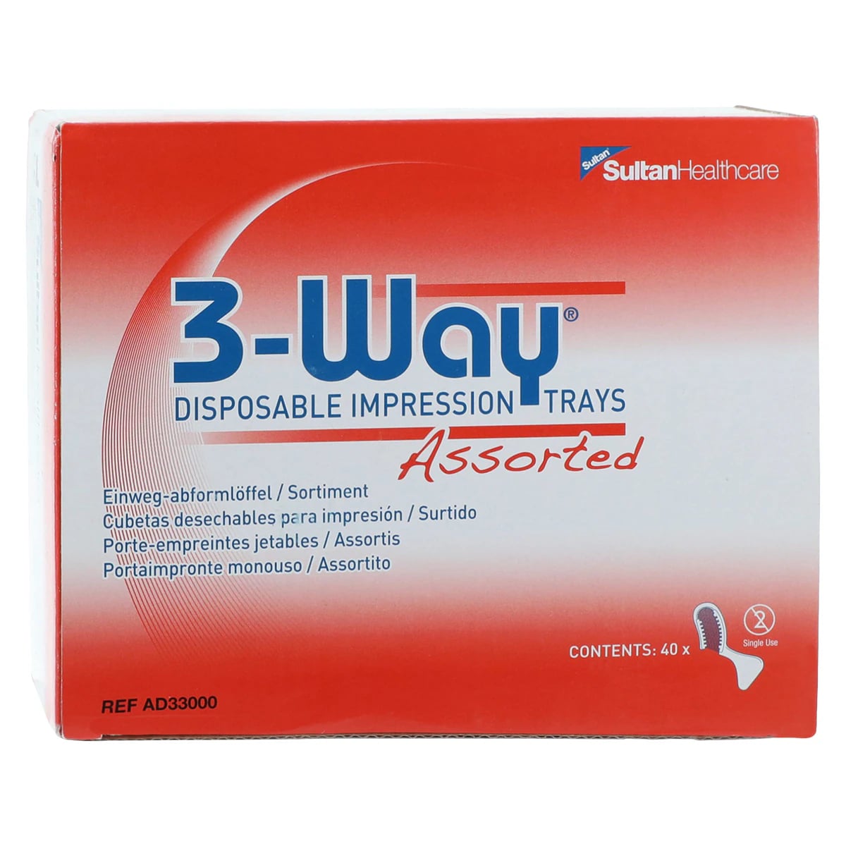 Sultan 3-Way Disposable Impression Trays, Assorted Pack, 40/Box