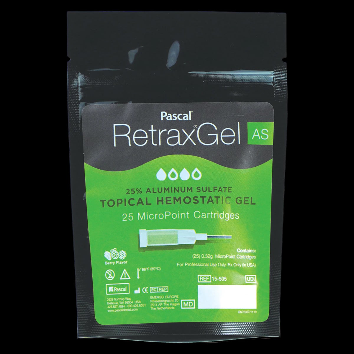 Retrax Gel Hemostatic Solution, 25% Aluminum Sulfate, MicroPoint Cartridge Kit, 0.32 g, Raspberry, 25/Pk, 15-505