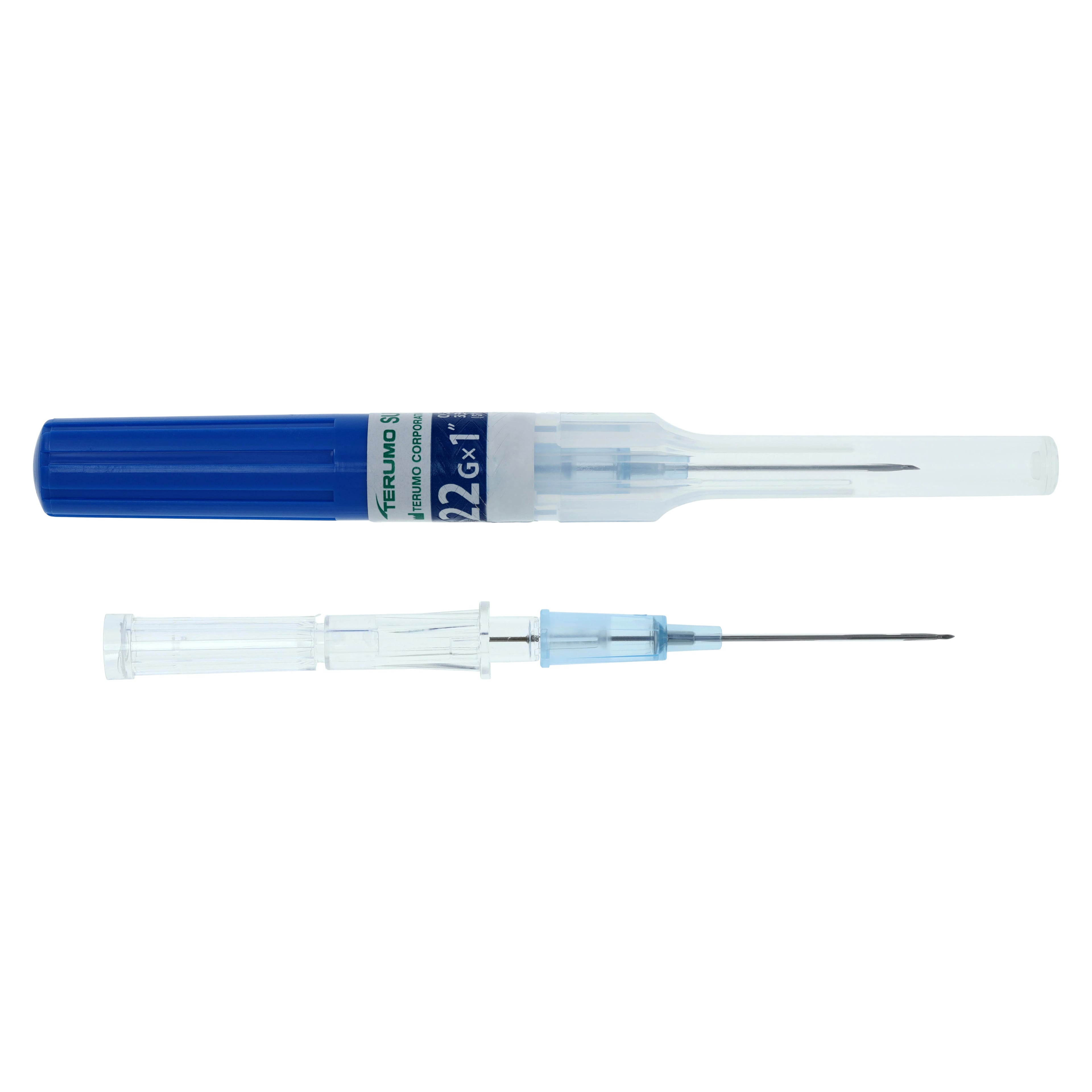 Terumo SurFlash IV Catheter, 22 Gauge, 1 Inch, Polyurethane, Sterile, Latex-Free, Blue, 50/Box
