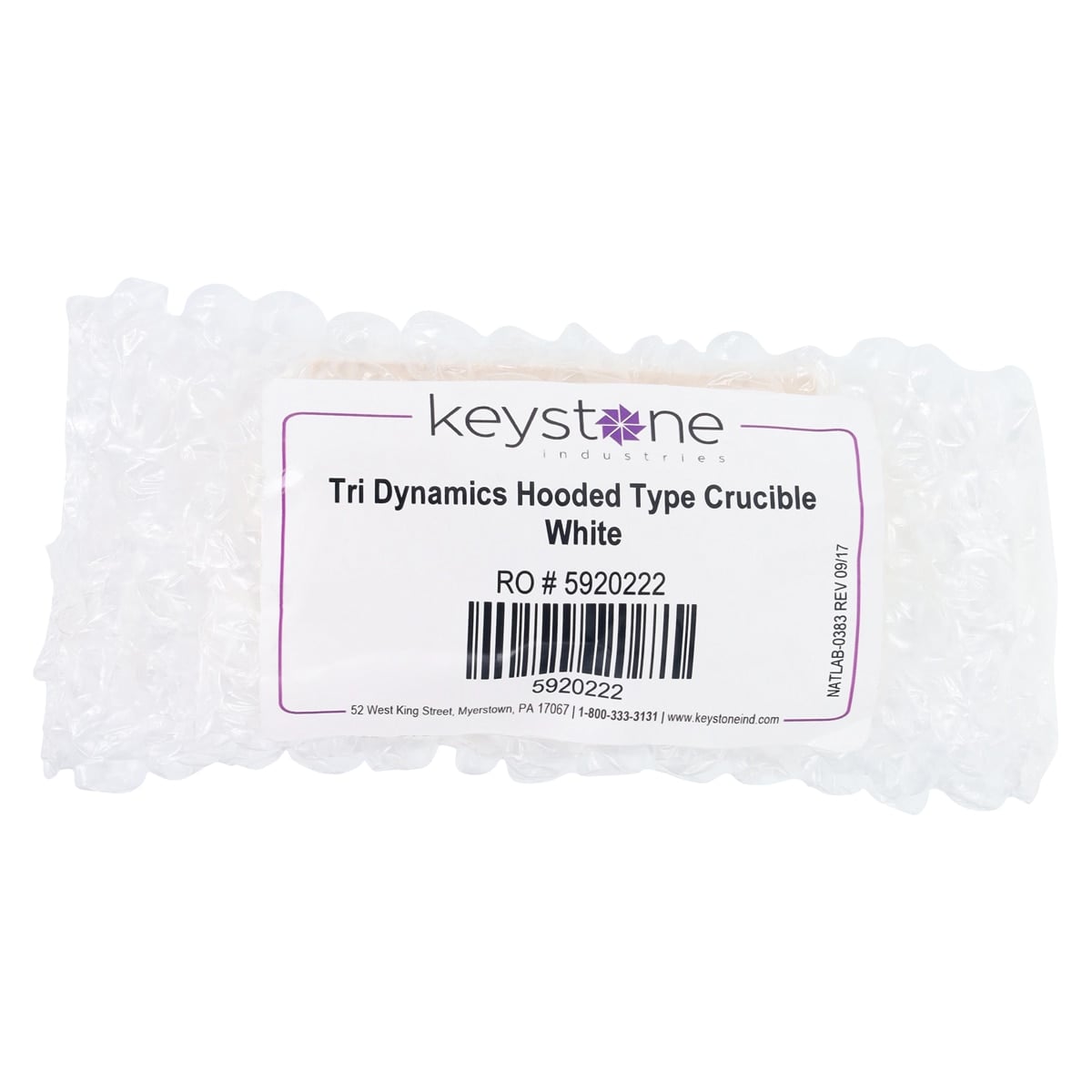 Keystone Tri-Dynamics Hooded Type Crucible, #58, White Quartz, 1/Pkg