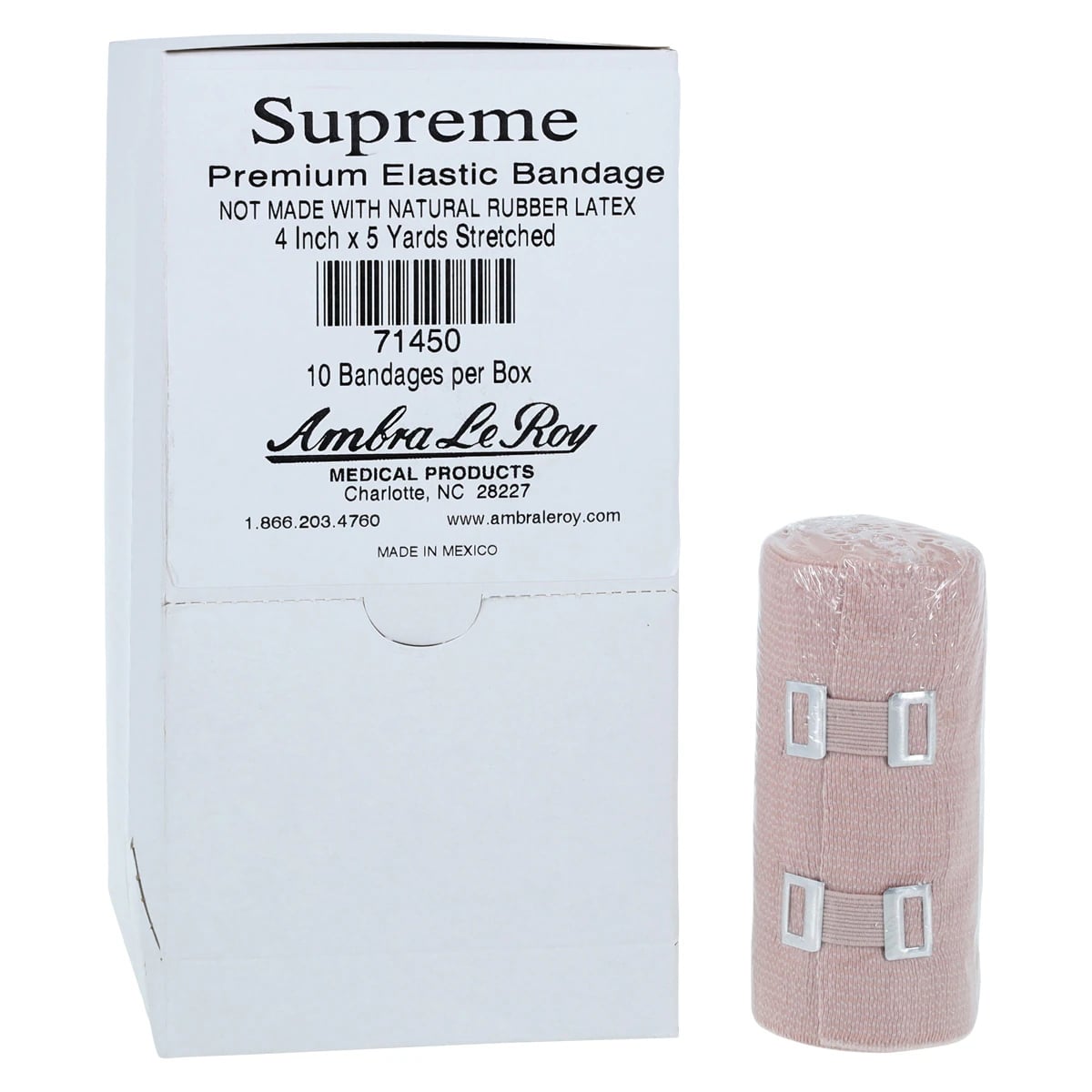 Ambra Leroy Medical Supreme Elastic Support Bandage, 4" x 5 yd, Tan, Non-Sterile, 10/Box