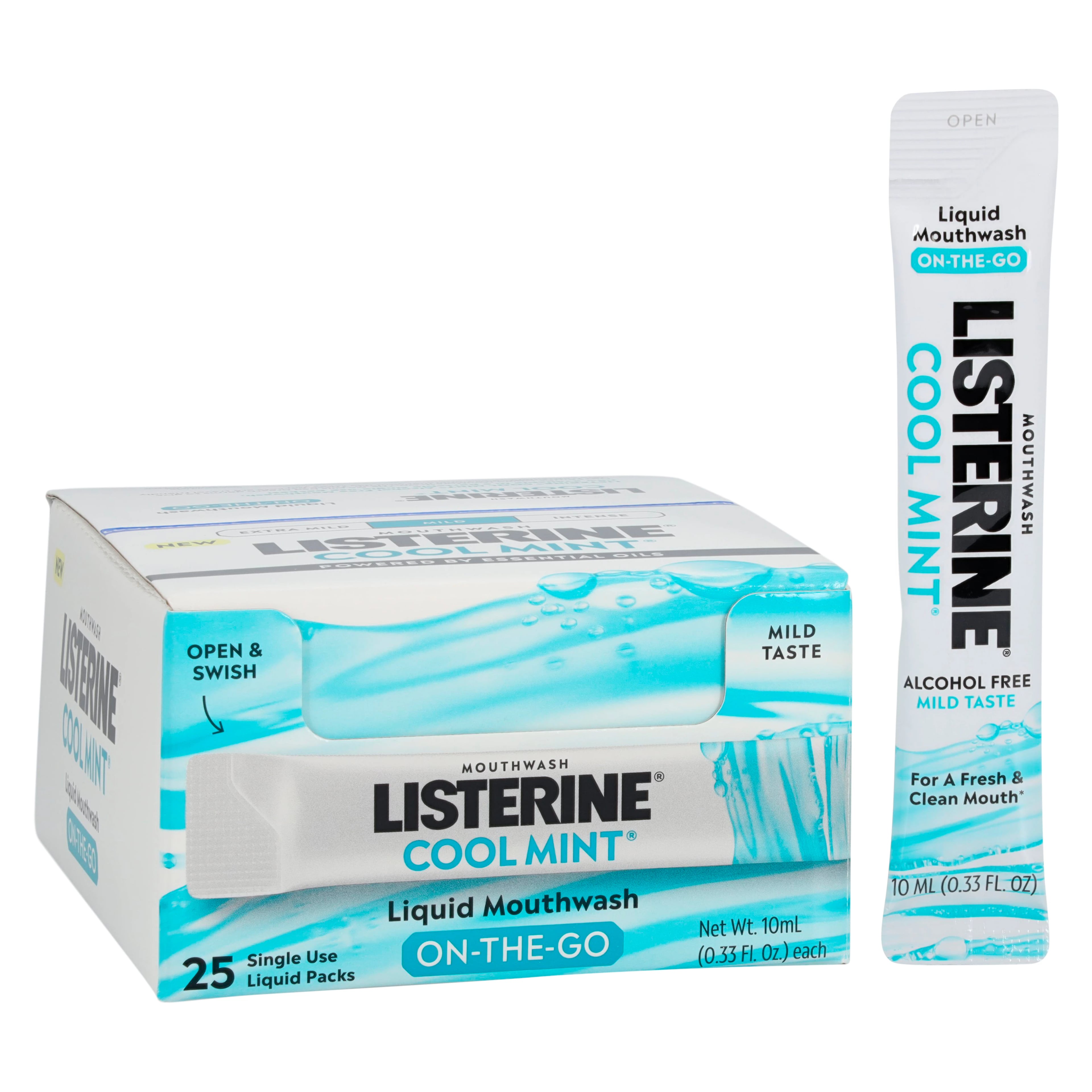 Listerine Cool Mint Zero Alcohol Free Mouthwash, 10 mL Sachets, 4/Case