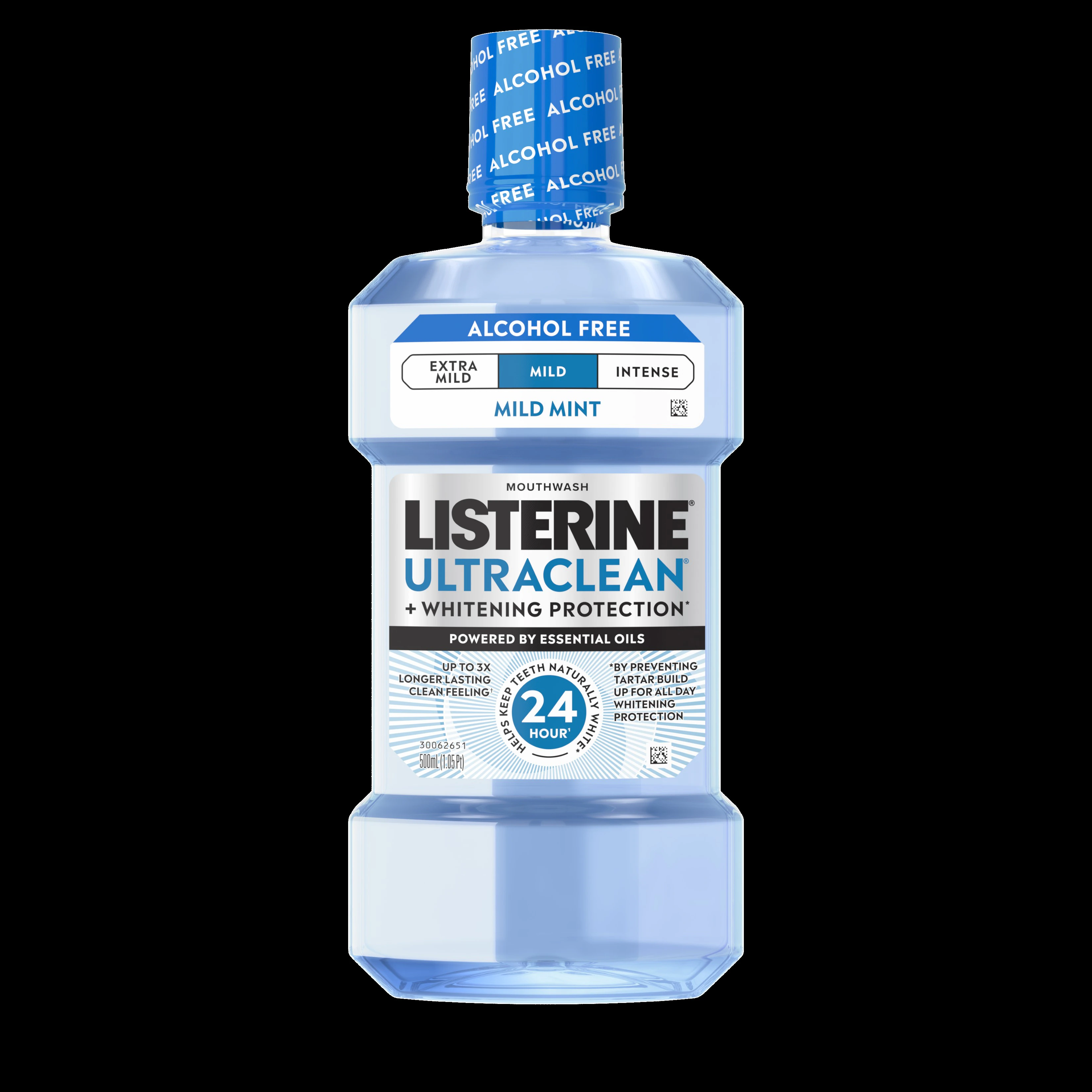 Listerine UltraClean Mouthwash, Mild Mint, Fluoride Free, Alcohol Free, 16.9 oz Bottle, 6/Case