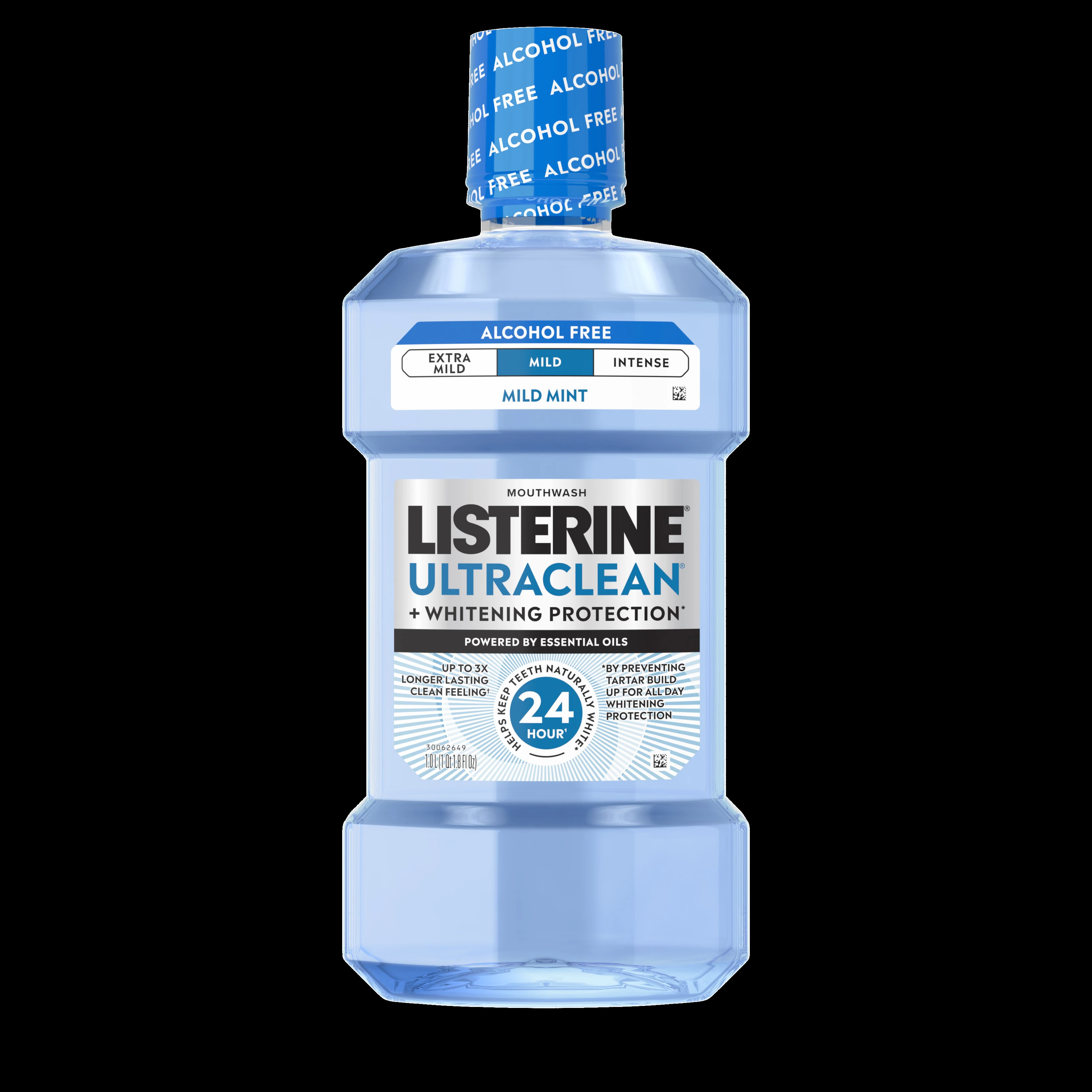 Listerine Ultraclean Mouthwash, Mild Mint, Fluoride Free, Alcohol Free, 33.8 oz Bottle, 6/Case