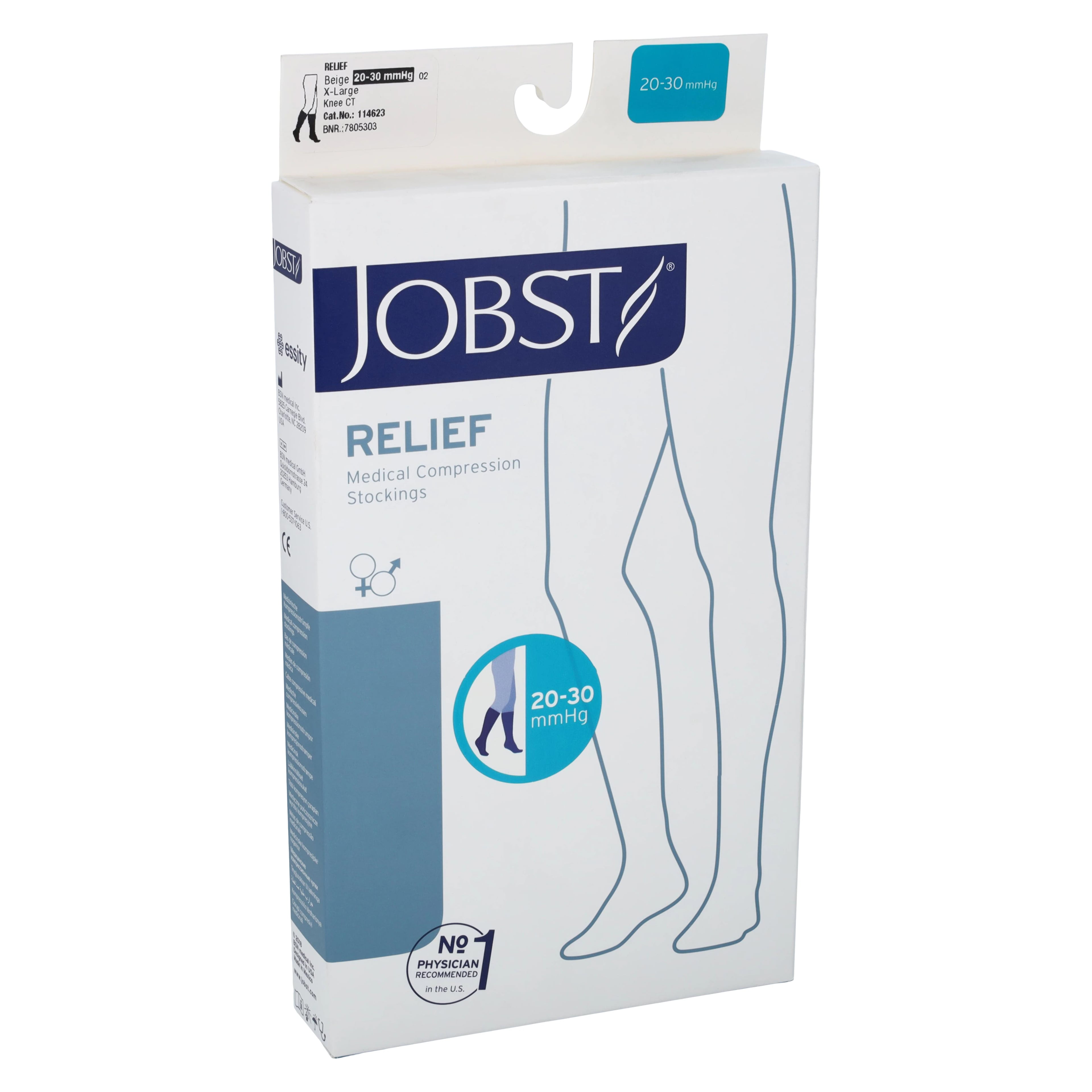Relief Compression Socks, Knee High, Closed Toe, 20-30 mmHg, XL, Beige