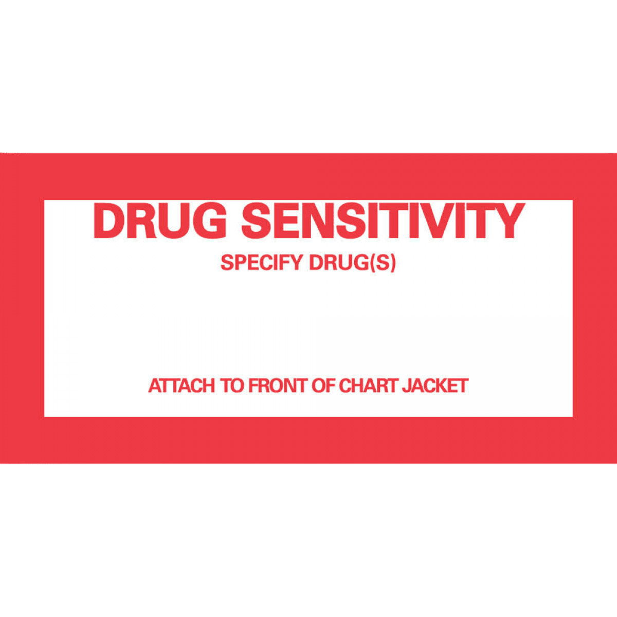 Drug Sensitivity Label, White, 2-1/4" x 4-1/2", 1000/Package