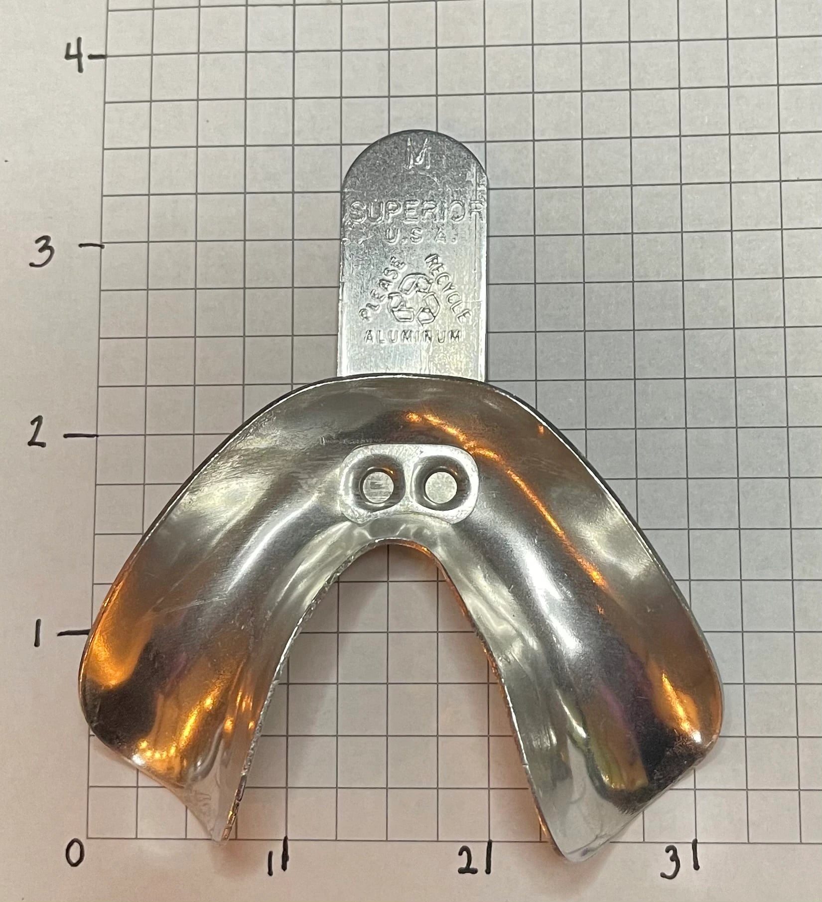 Superior Aluminum Edentulous Impression Tray, Medium, Lower
