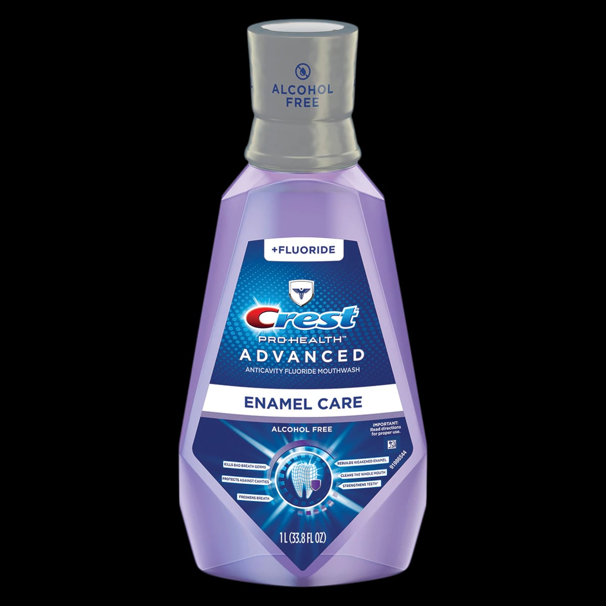 Crest Pro-Health Advanced Enamel Care Mouthwash, Alcohol Free, Fluoride, Fresh Mint, 1 Liter Bottle, 6/Case