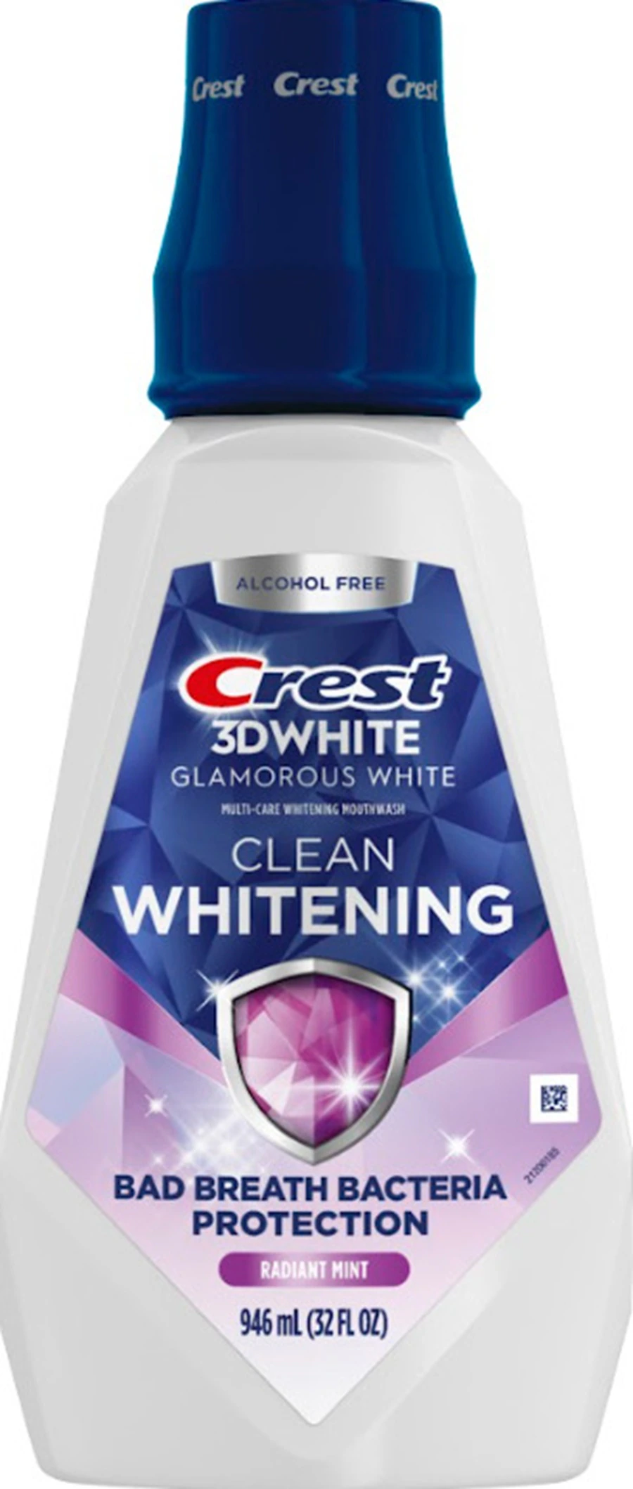Crest 3D White Glamorous White Multi-Care Whitening Mouthwash, Alcohol Free, Arctic Mint, 946 ml (32 oz) Bottle, Case of 4