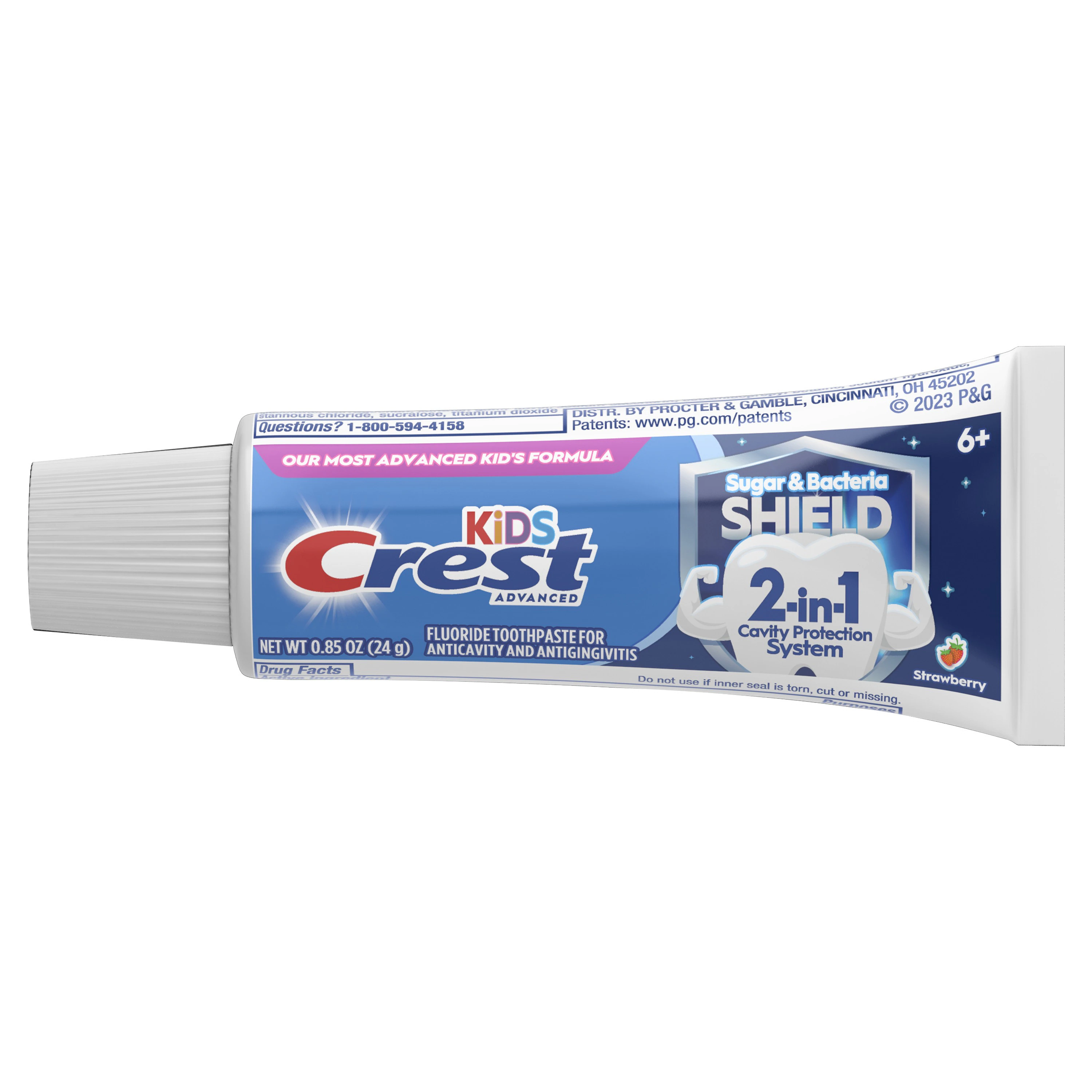 Crest Kids Advanced 6+ Enamel & Cavity Protection Toothpaste, Strawberry, 0.85 oz Tube, 72/Case