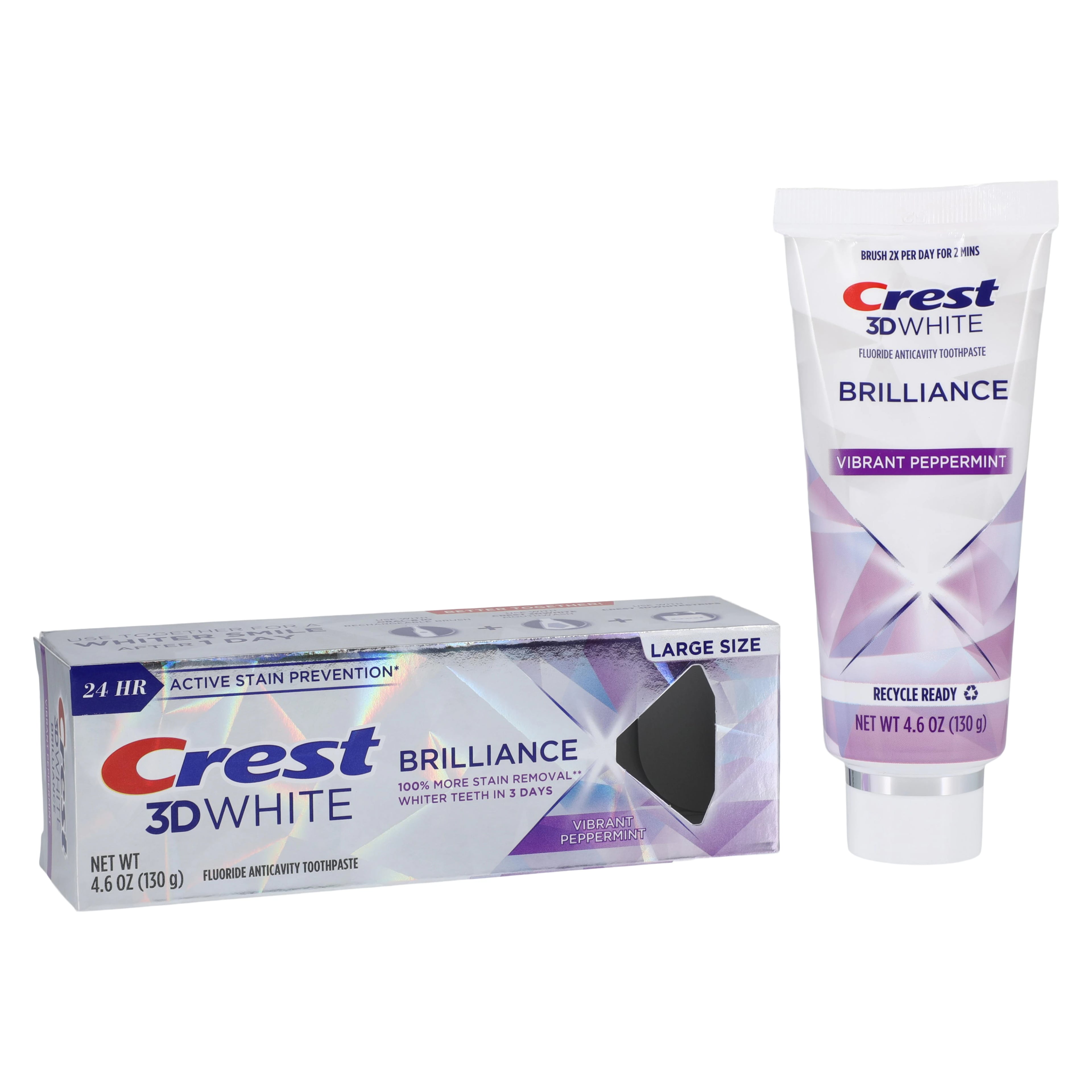 Crest 3D White Brilliance Toothpaste, Vibrant Peppermint, 4.6 oz Tube, 24/Case, 80755911