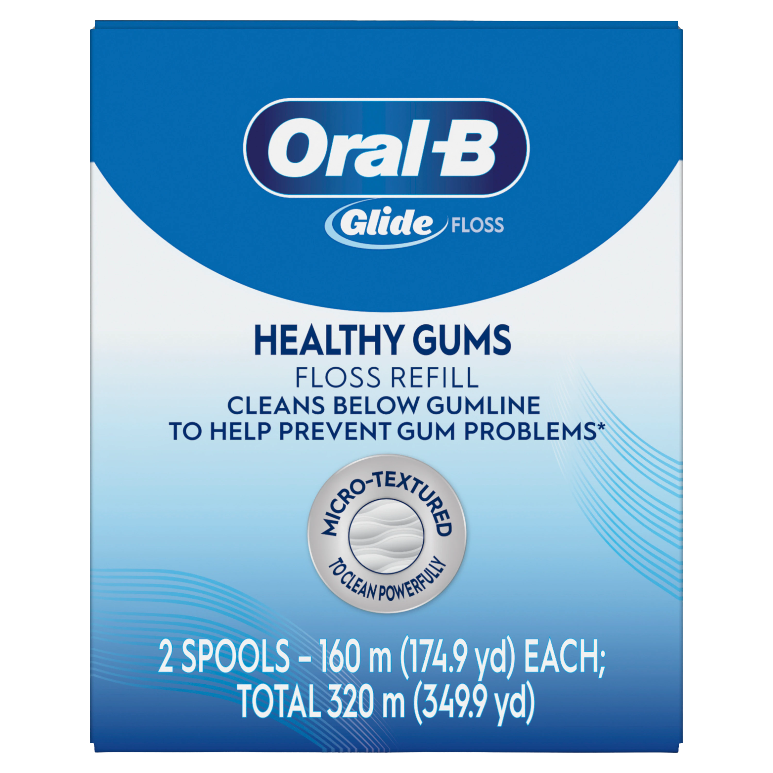 Oral-B Glide Healthy Gums Floss Refill, Unflavored, 160m per Spool, 2 Spools/Box, 80779742