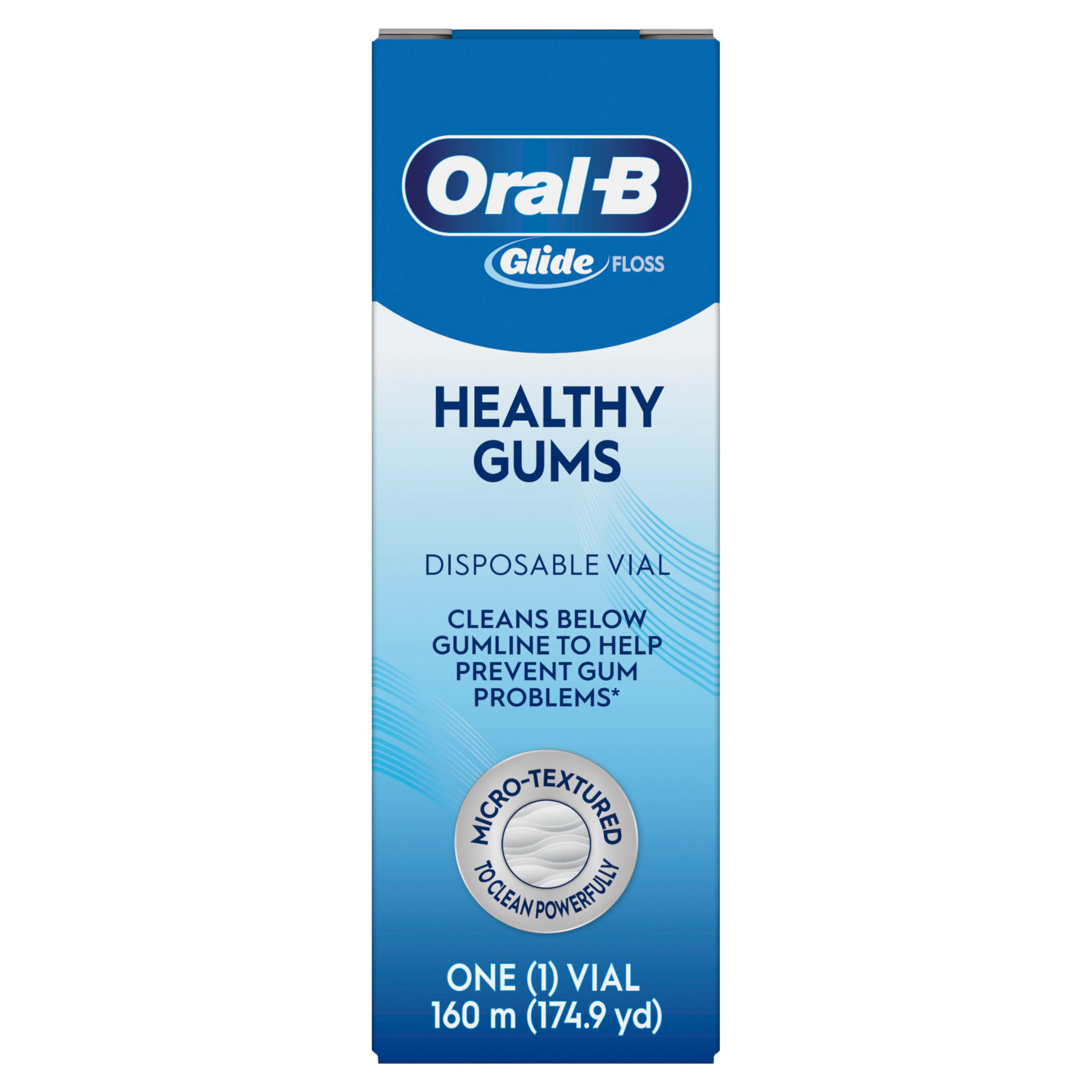 Oral-B Glide Healthy Gums Floss, Unflavored, 160m Disposable Vial, 1/Box, 80779740
