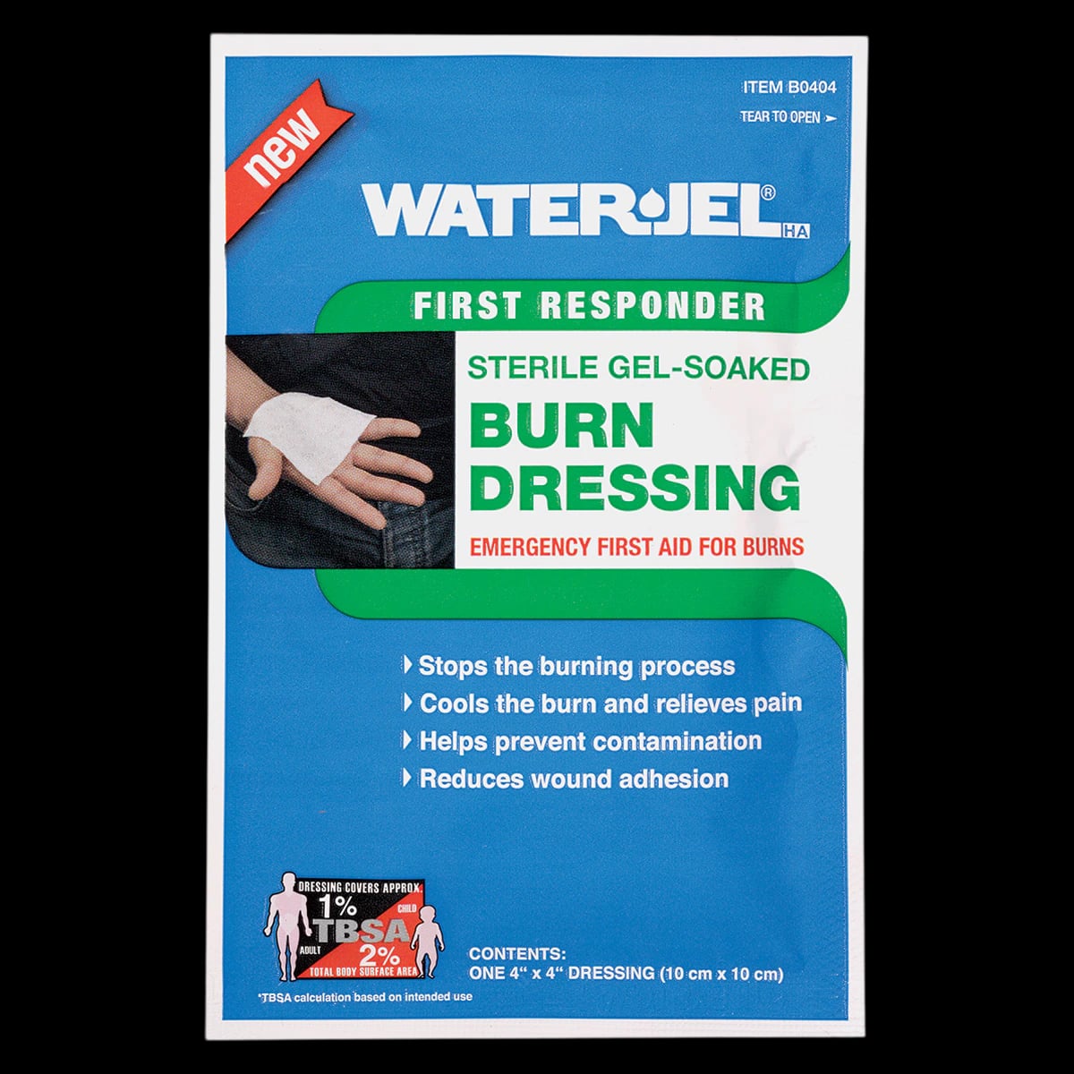 Water-Jel Non-Woven Gel Burn Dressing, 4" x 4", Sterile, White, Each